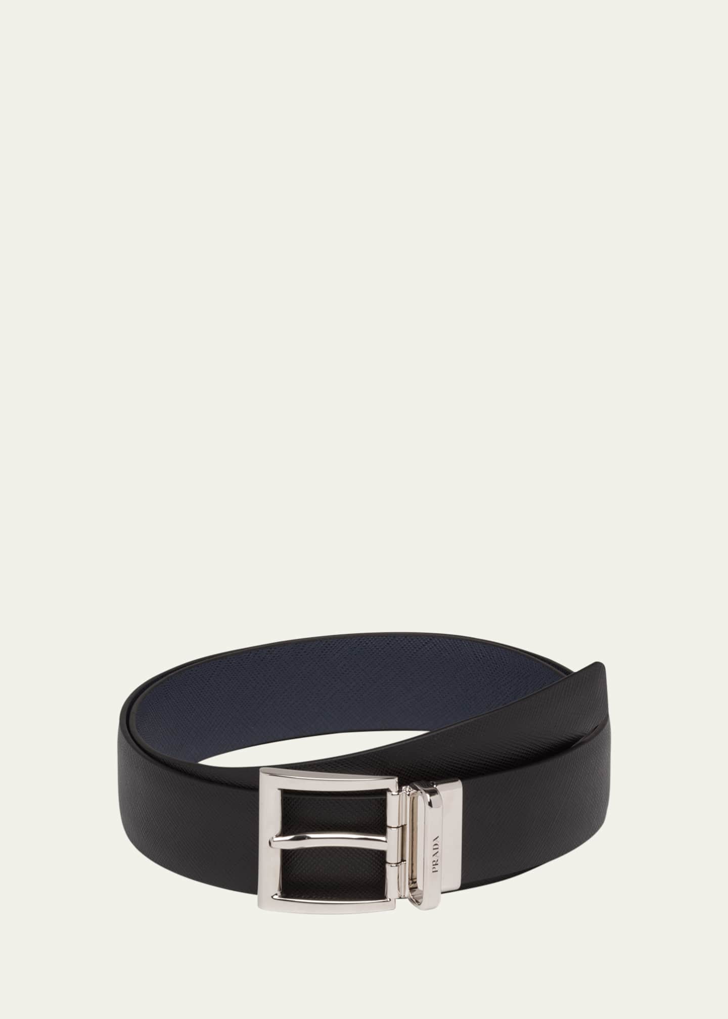 Prada Men's Reversible Saffiano Dress Belt Image 1 of 3