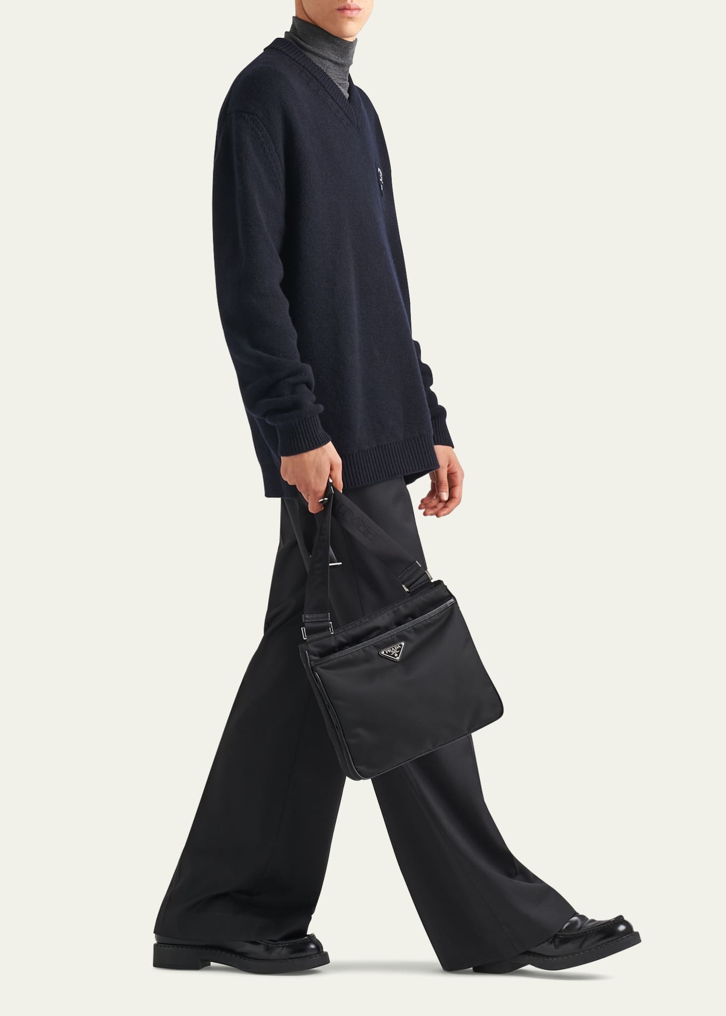 Prada Men's Nylon and Saffiano Crossbody Bag Image 2 of 4