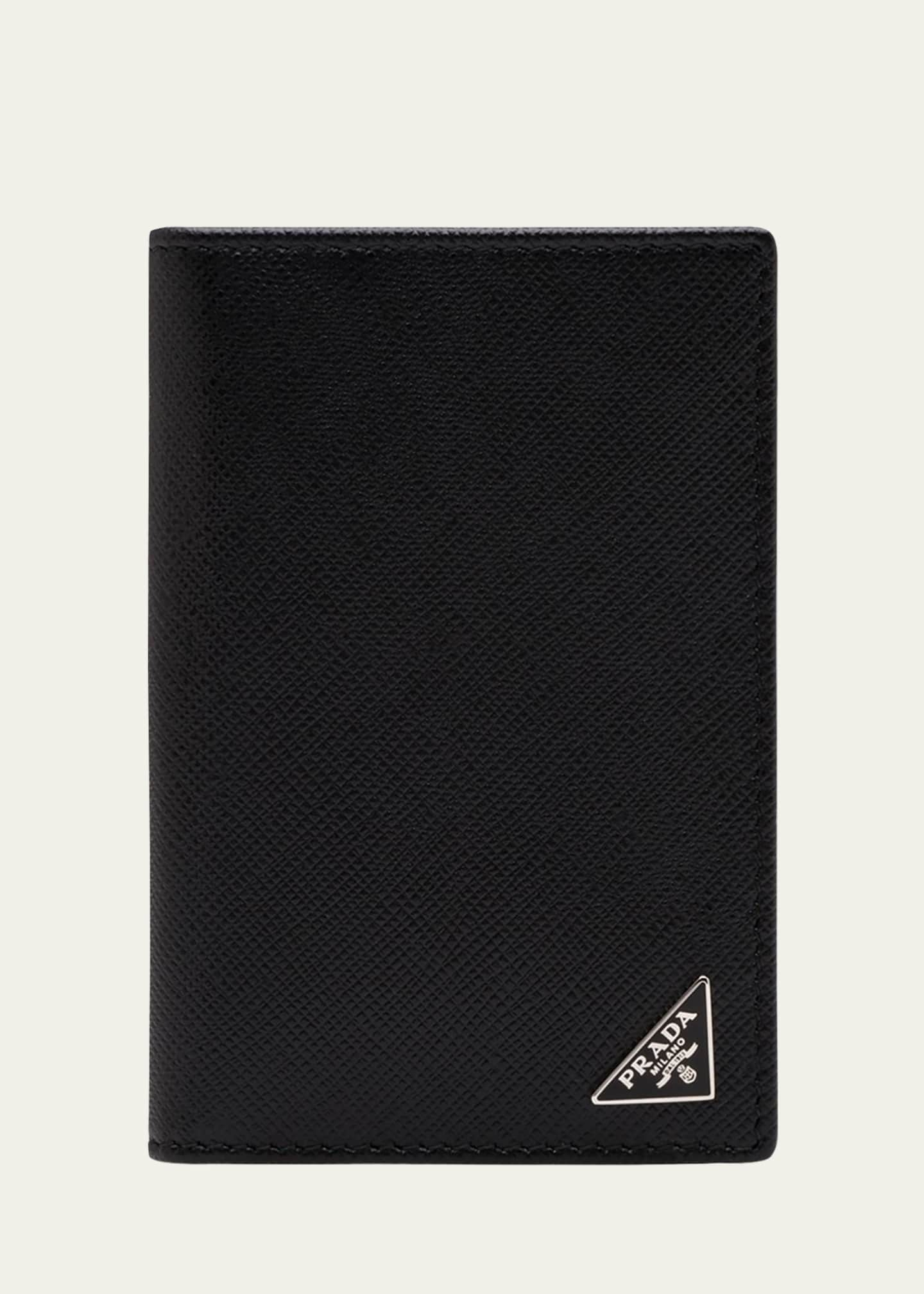 Slim Credit Card Holder in Black Saffiano