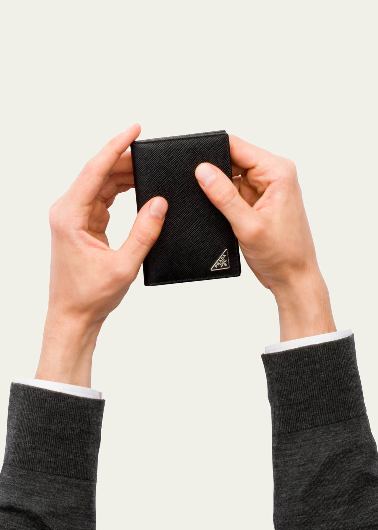 Slim Credit Card Holder in Black Saffiano