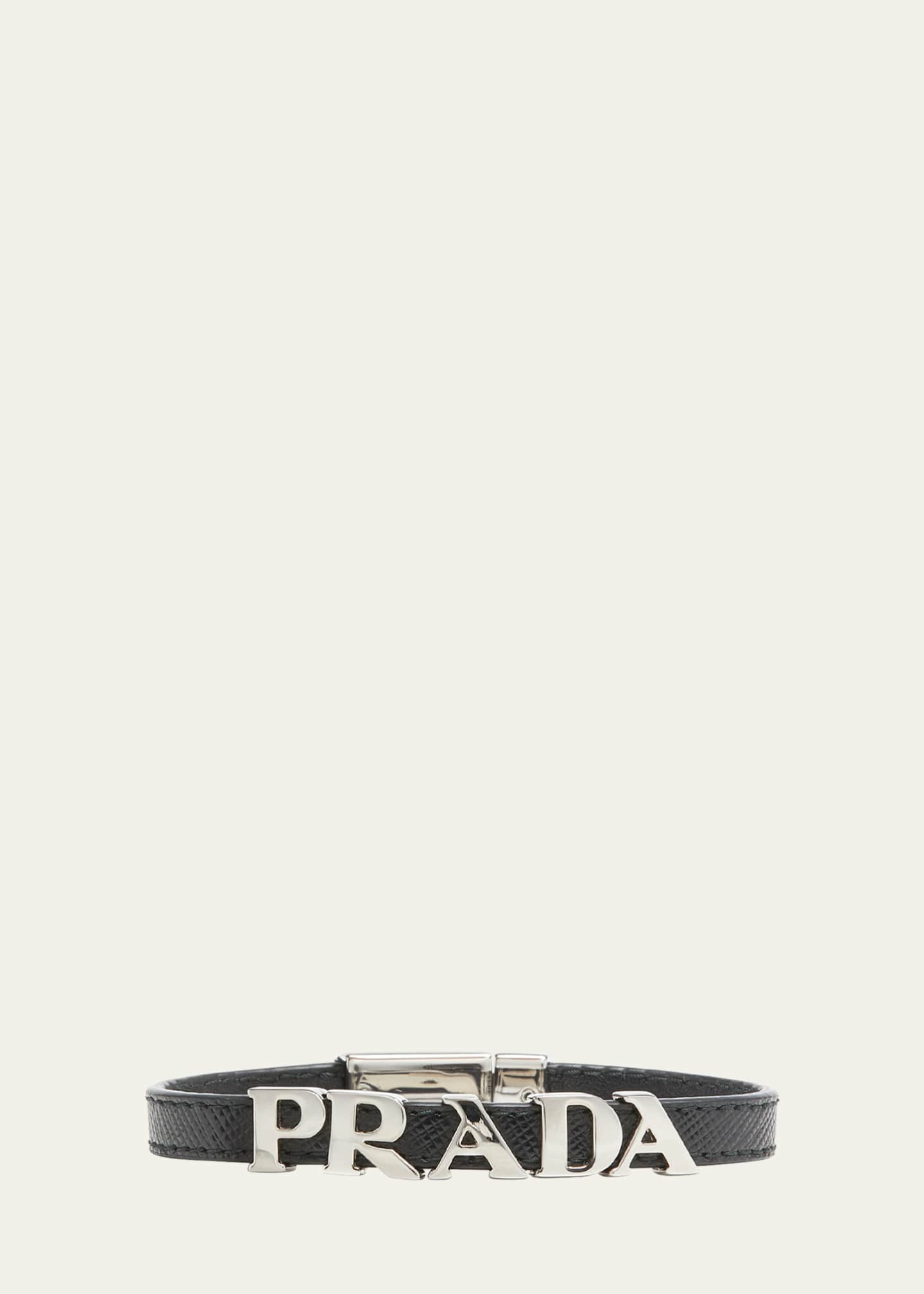 Prada Men's Saffiano Bracelet With Logo - Bergdorf Goodman
