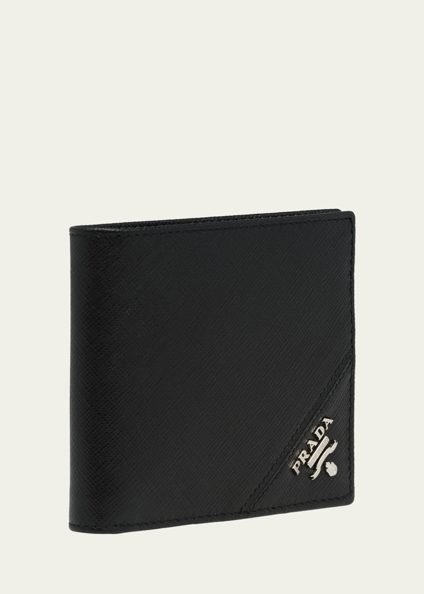 Prada Men's Saffiano Metal Billfold Wallet with ID Window Image 3 of 5