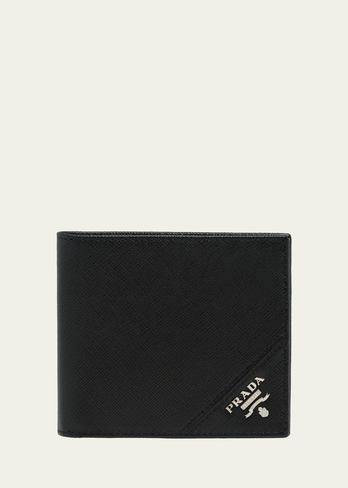 Prada Men's Saffiano Metal Billfold Wallet with ID Window Image 1 of 5