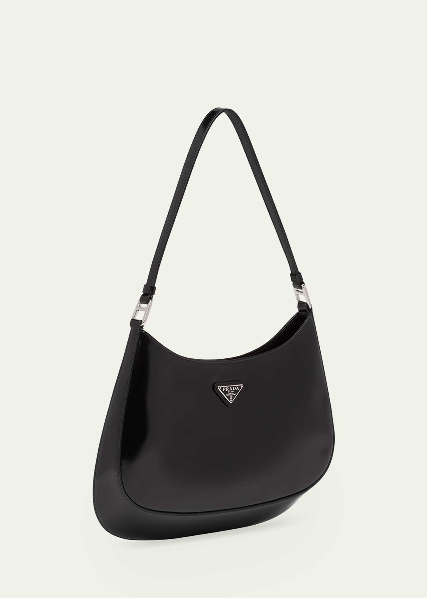 Brushed-leather hobo bag with strap