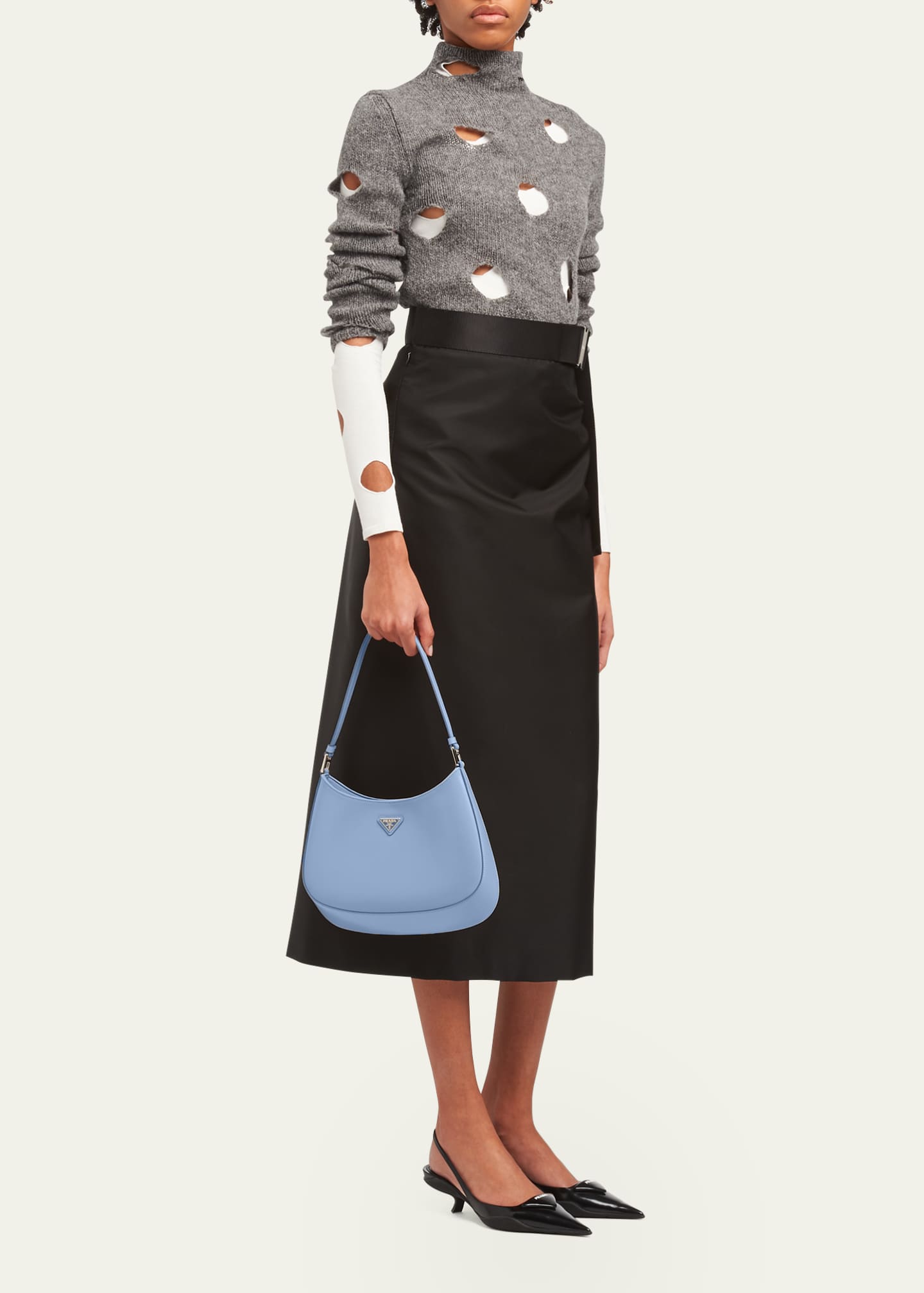 Prada Cleo Brushed Leather Hobo Bag Bergdorf Goodman