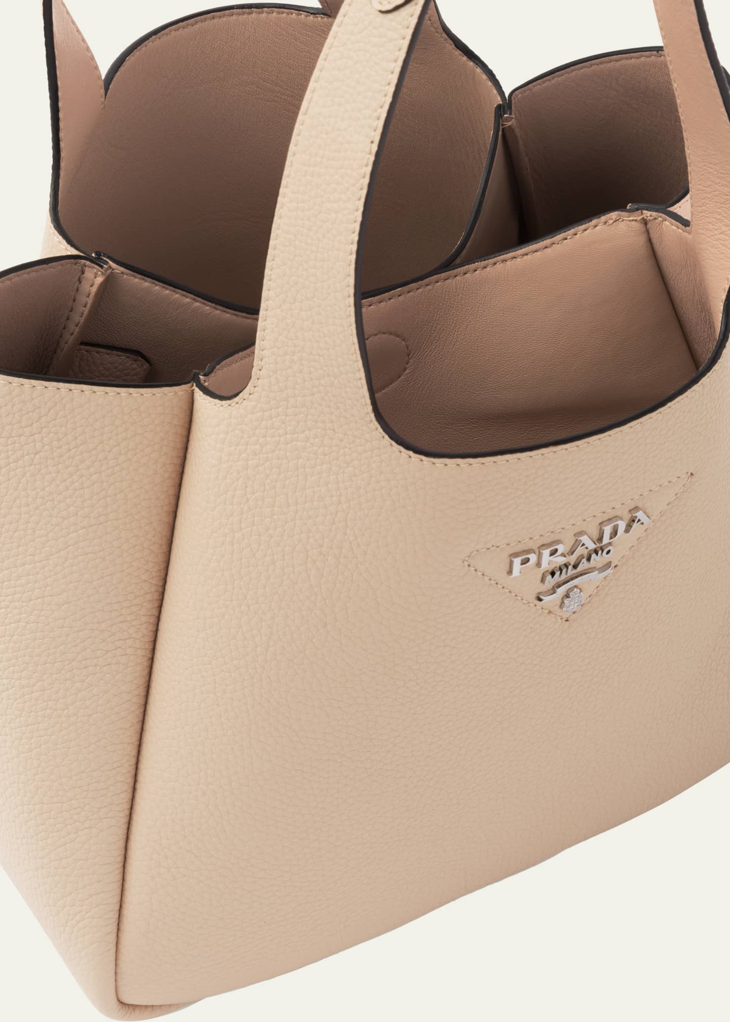 Prada Dynamique Small Soft Daino Leather Shopper Bag Image 4 of 4