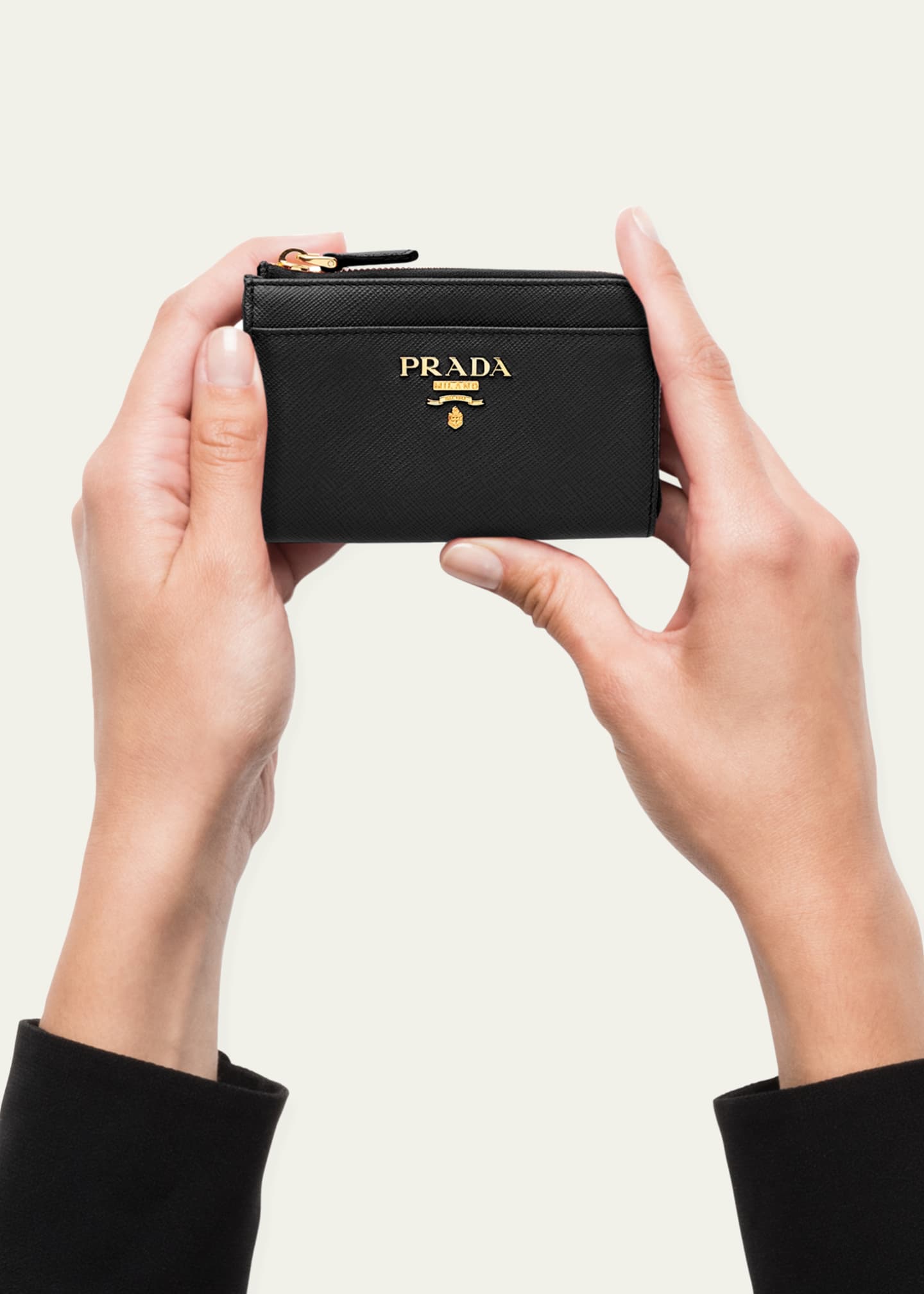 Prada Leather Card Case with Key Ring Bergdorf Goodman