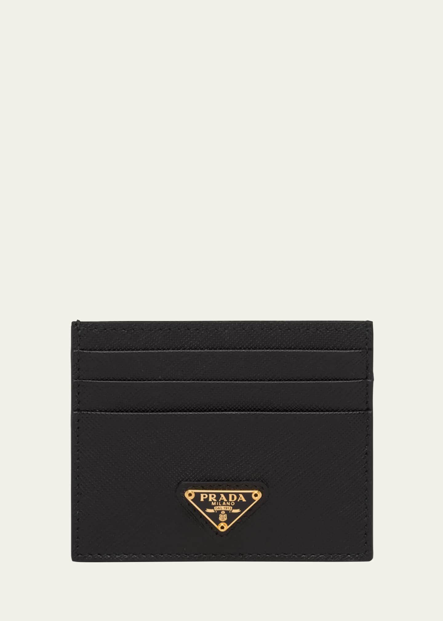 Prada Triangle Logo Leather Card Case - Bergdorf Goodman
