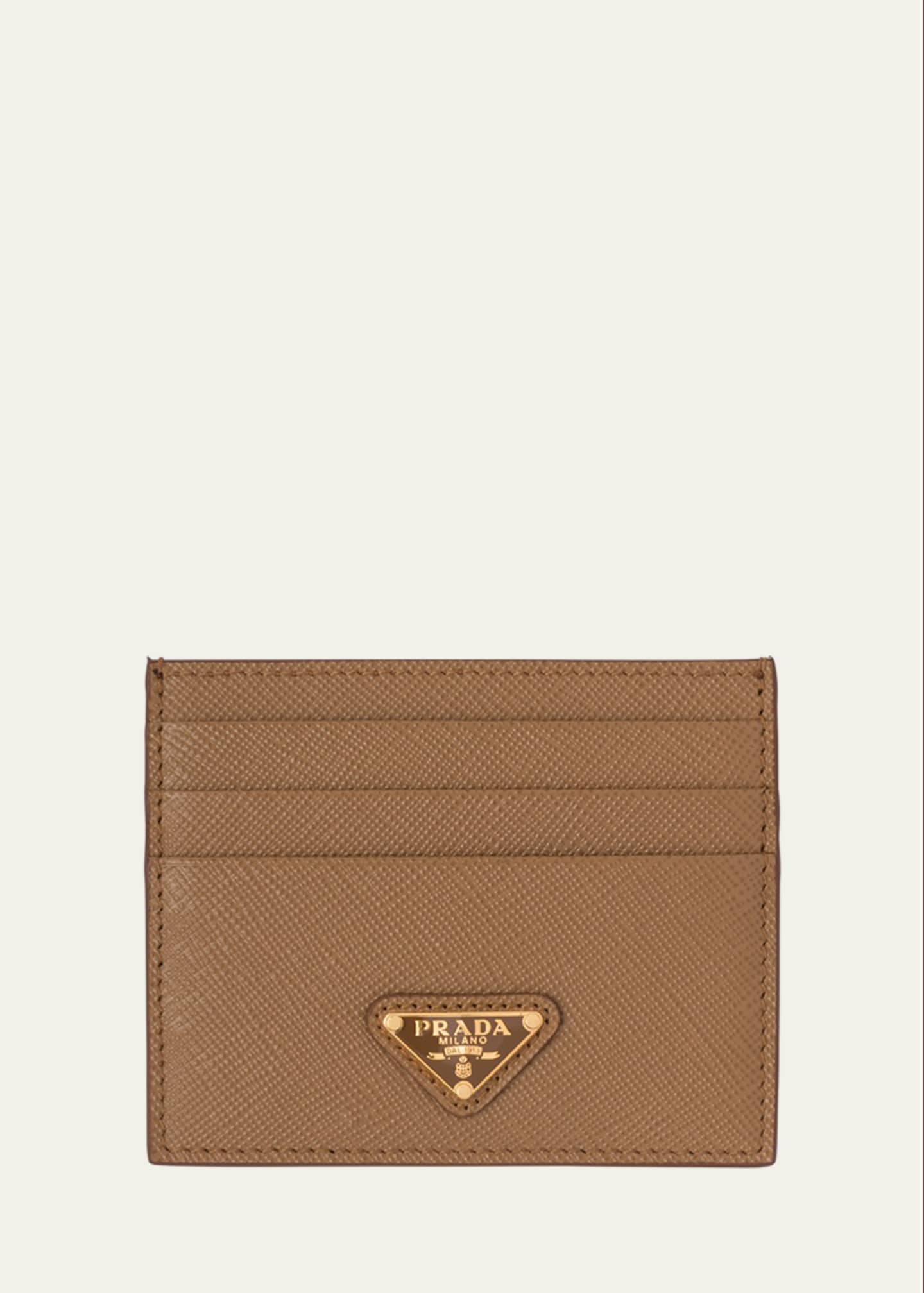 Prada Triangle Logo Leather Card Case - Bergdorf Goodman