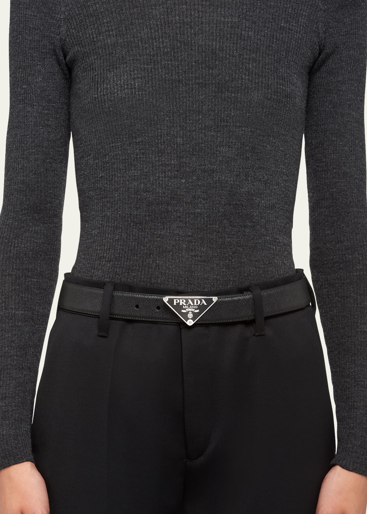 【PRADA】Triangle Logo Leather Belt/追跡+関税+全国送料込み PRADA】Triangle Logo Leather Belt/追跡+関税+全国送料込み
