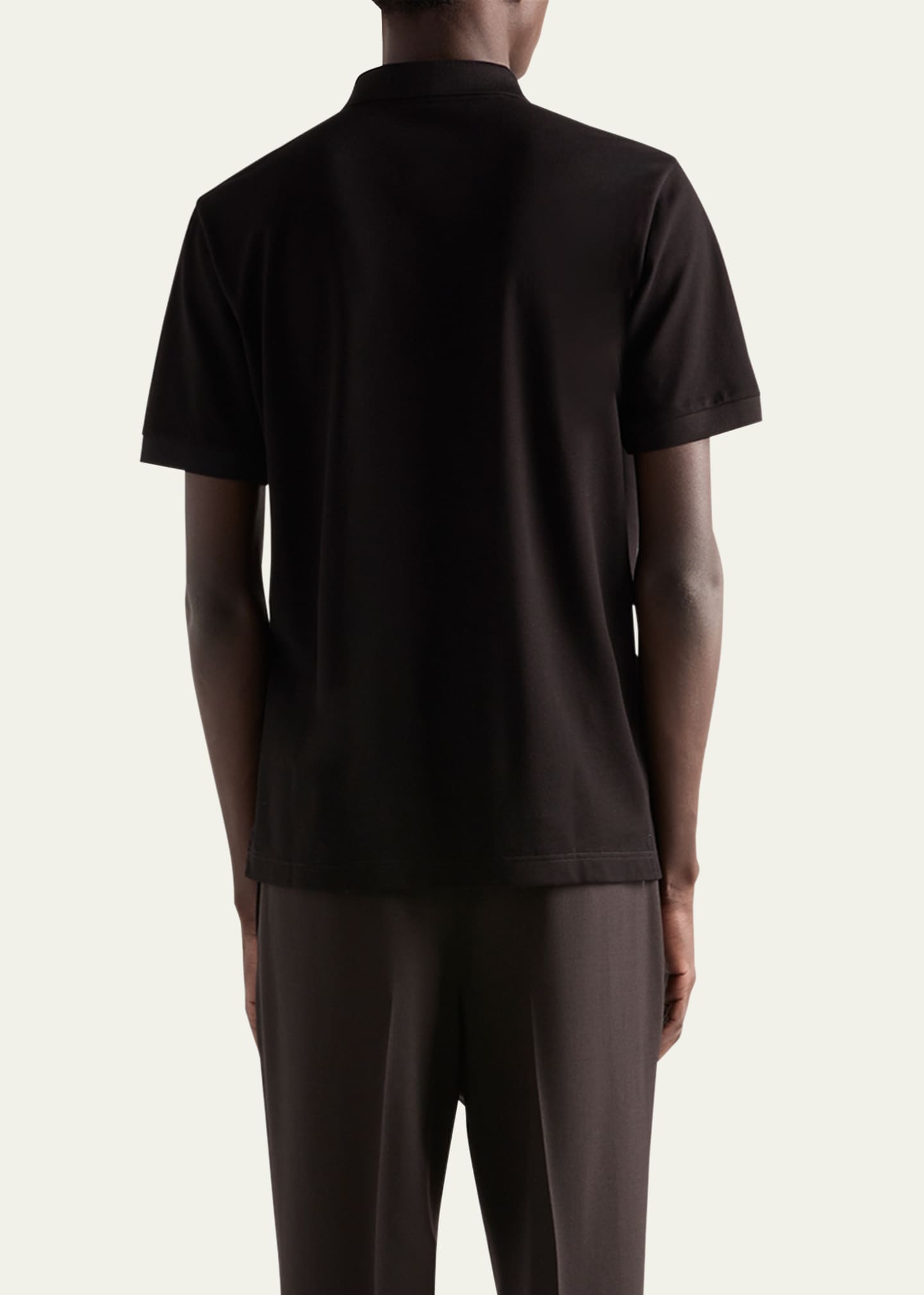 Prada Men's Slim Pique Knit Logo Polo Image 3 of 4