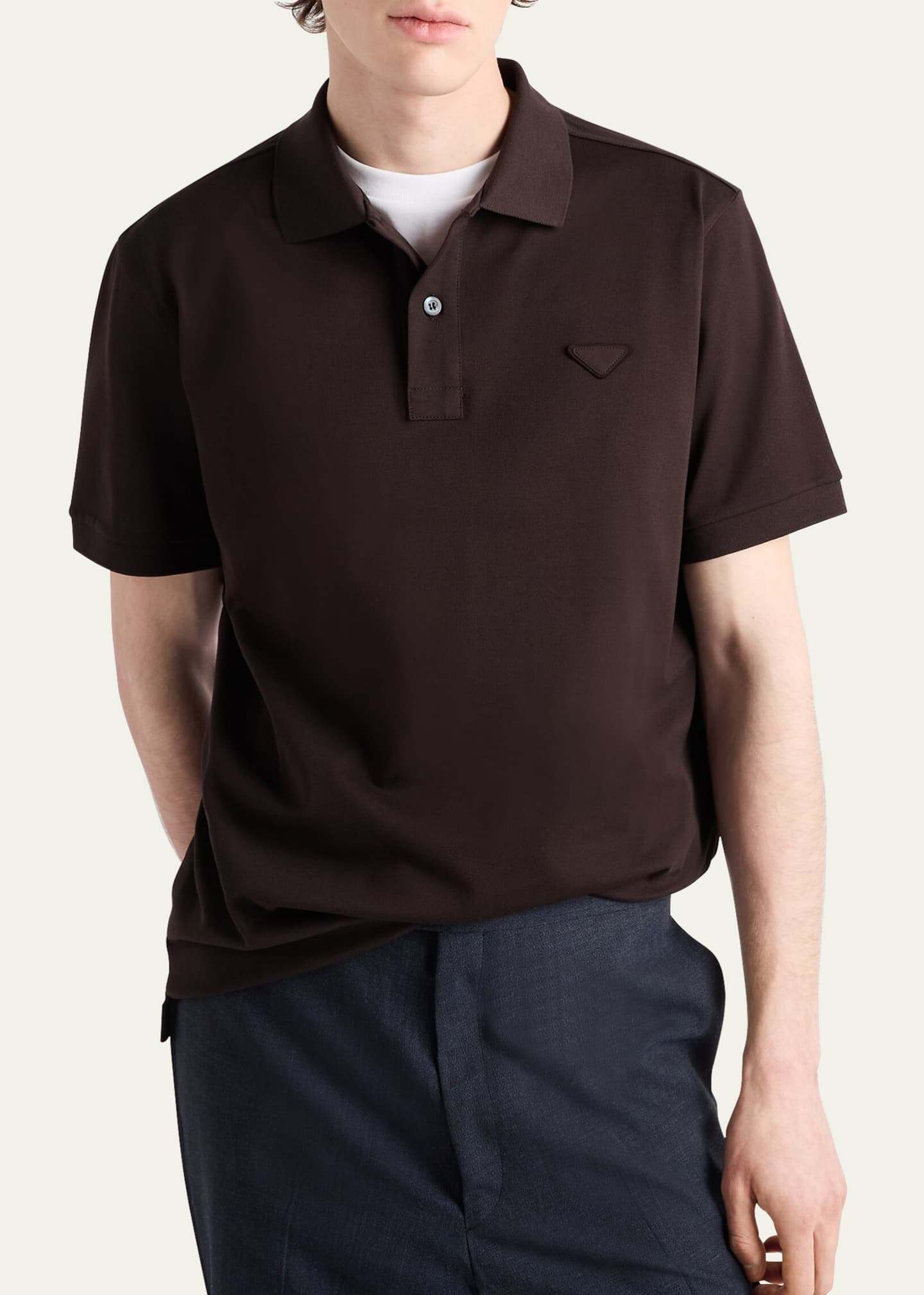 トップス PRADA POLO KNIT Prada Men's Slim Pique Knit Logo Polo - Bergdorf Goodman