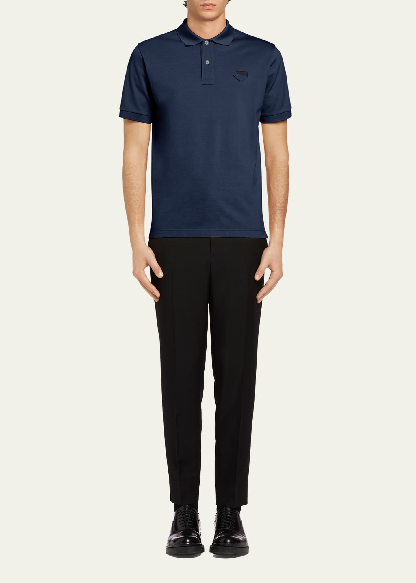 Prada Men's Slim Pique Knit Logo Polo