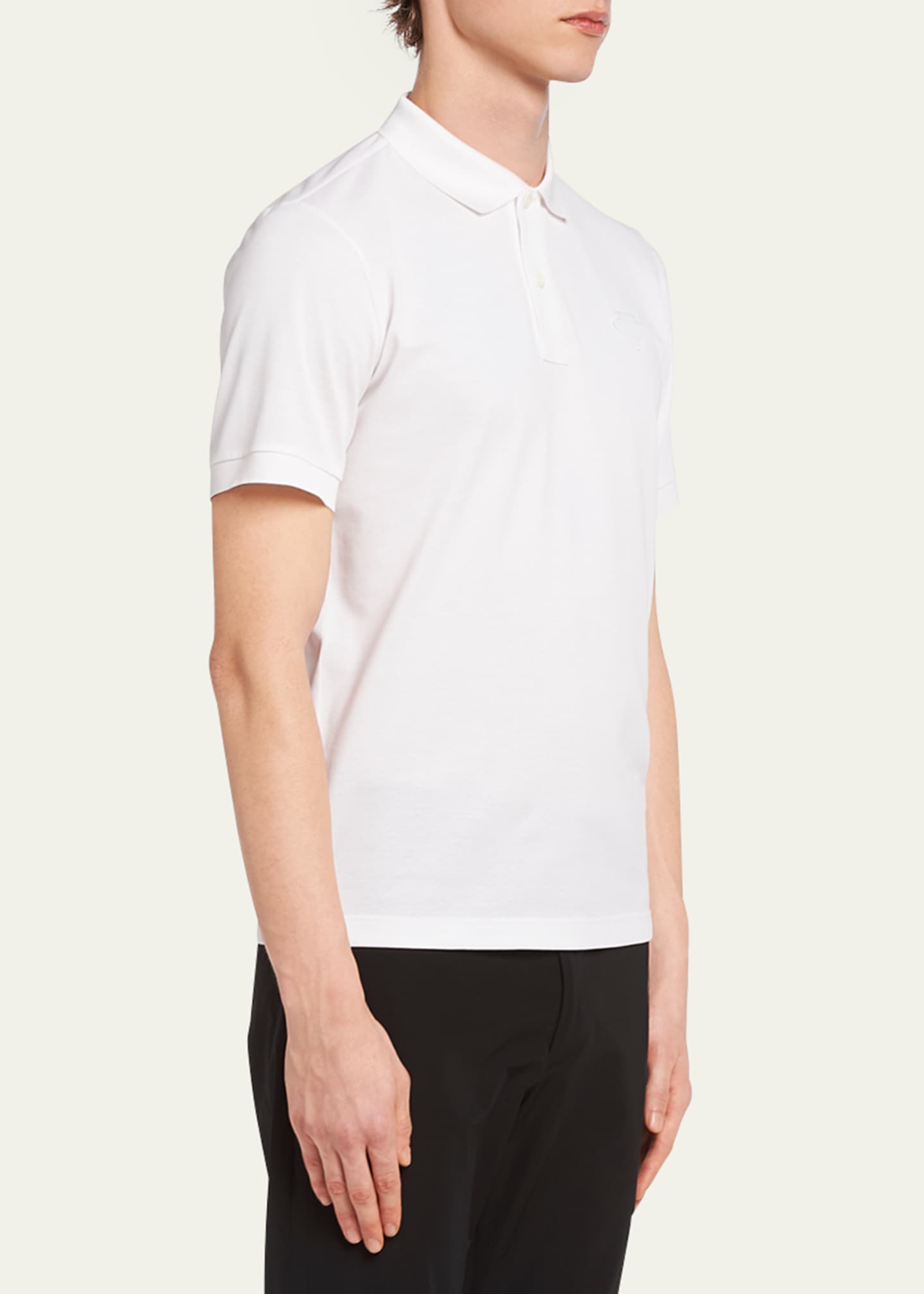 Prada Men's Slim Pique Knit Logo Polo Image 3 of 5