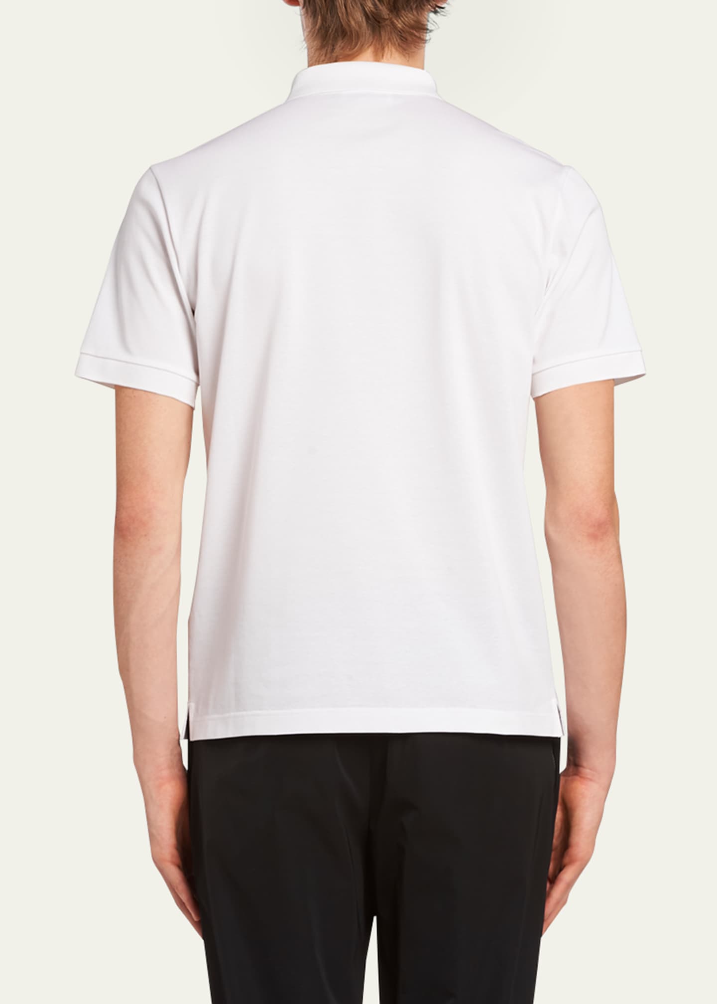 Prada Men's Slim Pique Knit Logo Polo Image 4 of 5