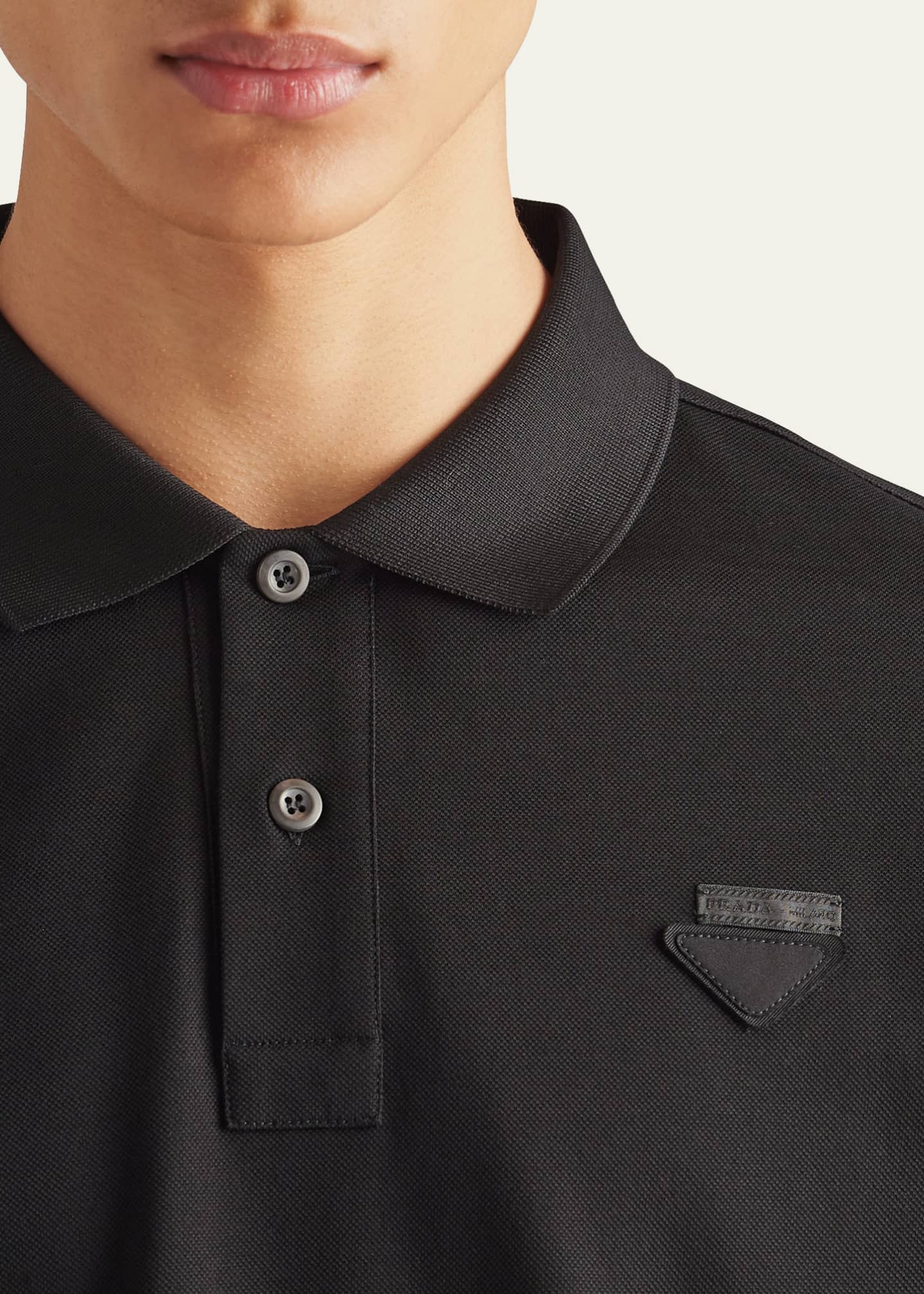 Prada Men s Slim Pique Knit Logo Polo Bergdorf Goodman