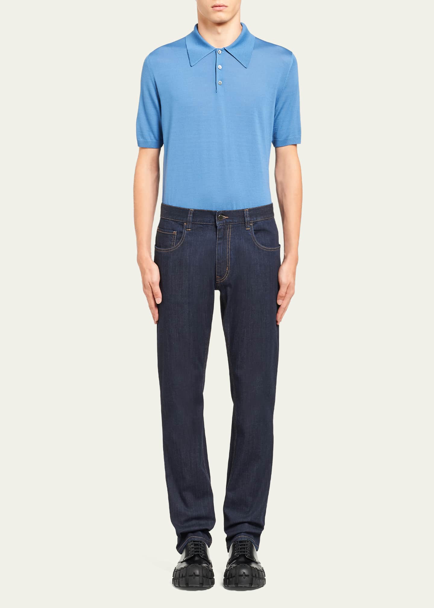 Prada Men's Dark-Wash Straight Jeans Image 2 of 5