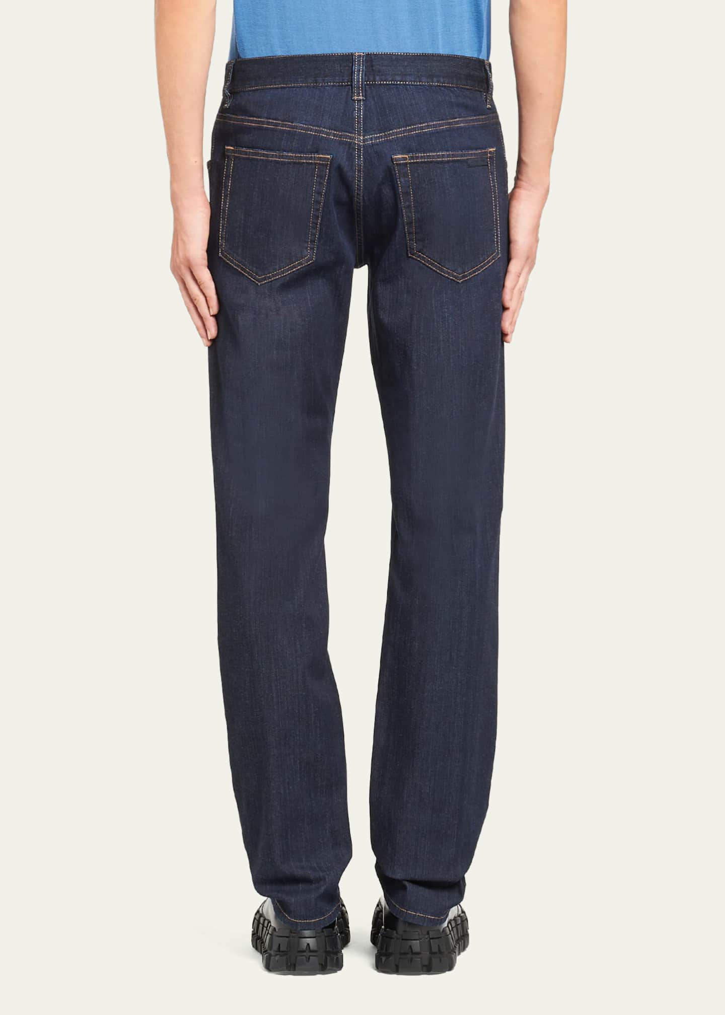 Prada Men's Dark-Wash Straight Jeans Image 3 of 5
