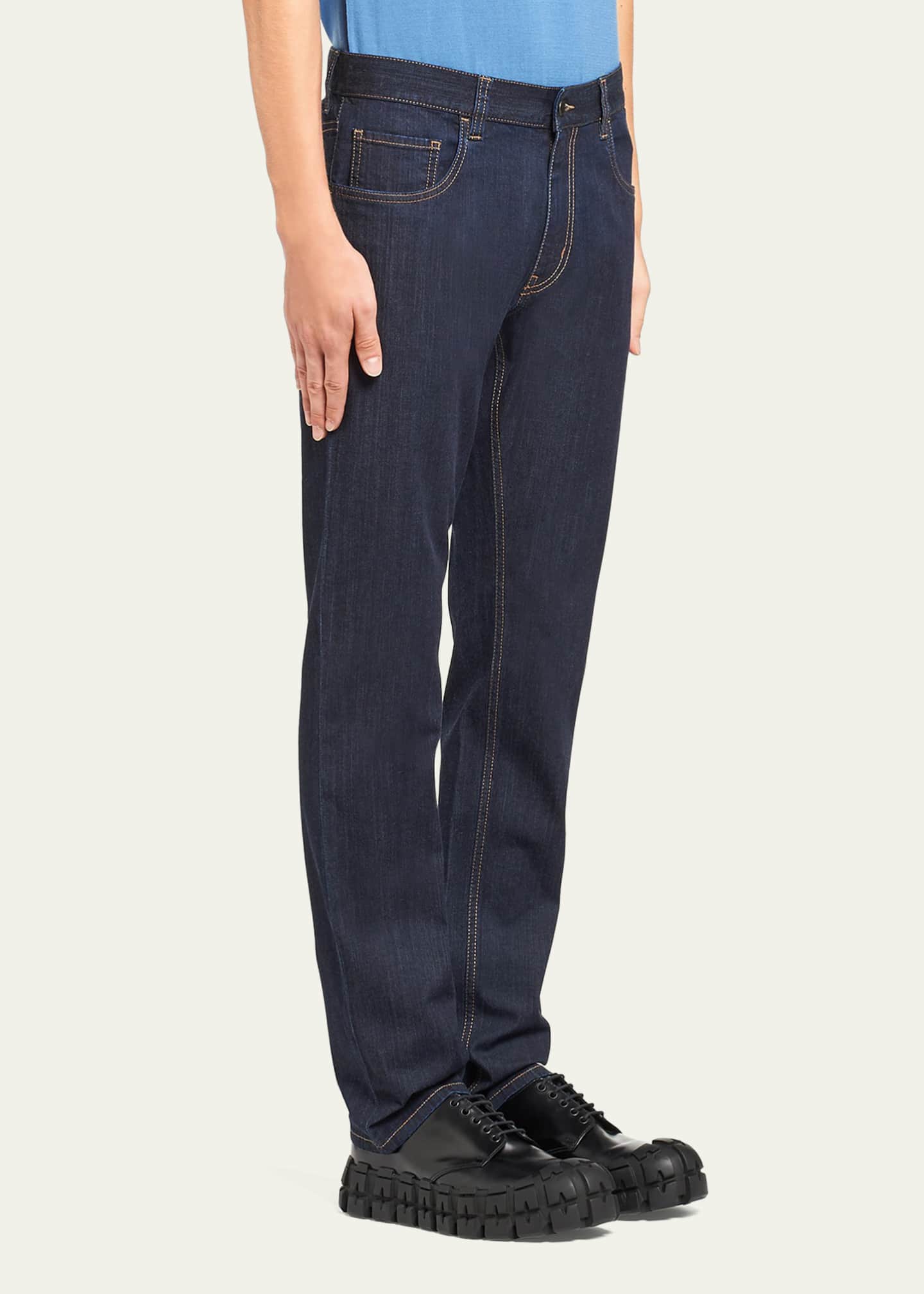 Prada Men's Dark-Wash Straight Jeans Image 4 of 5