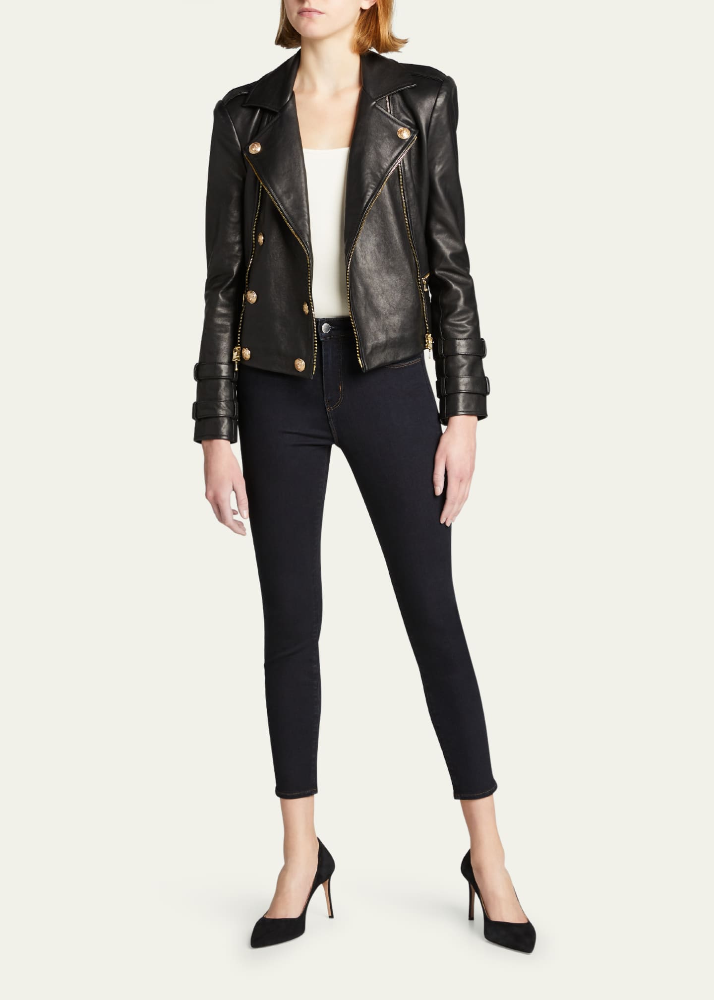 L'Agence Billie Belted Leather Jacket Image 2 of 5
