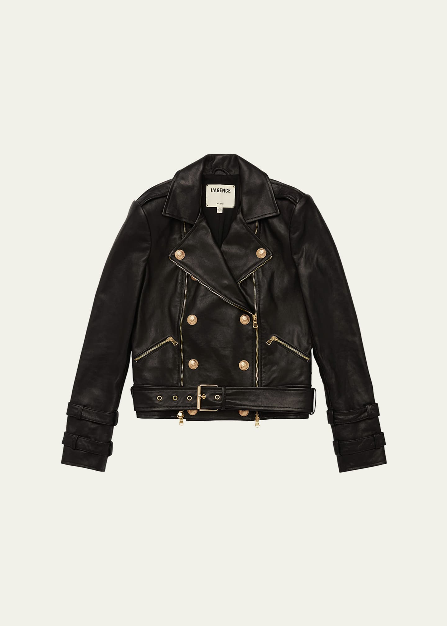L'Agence Billie Belted Leather Jacket Image 1 of 5