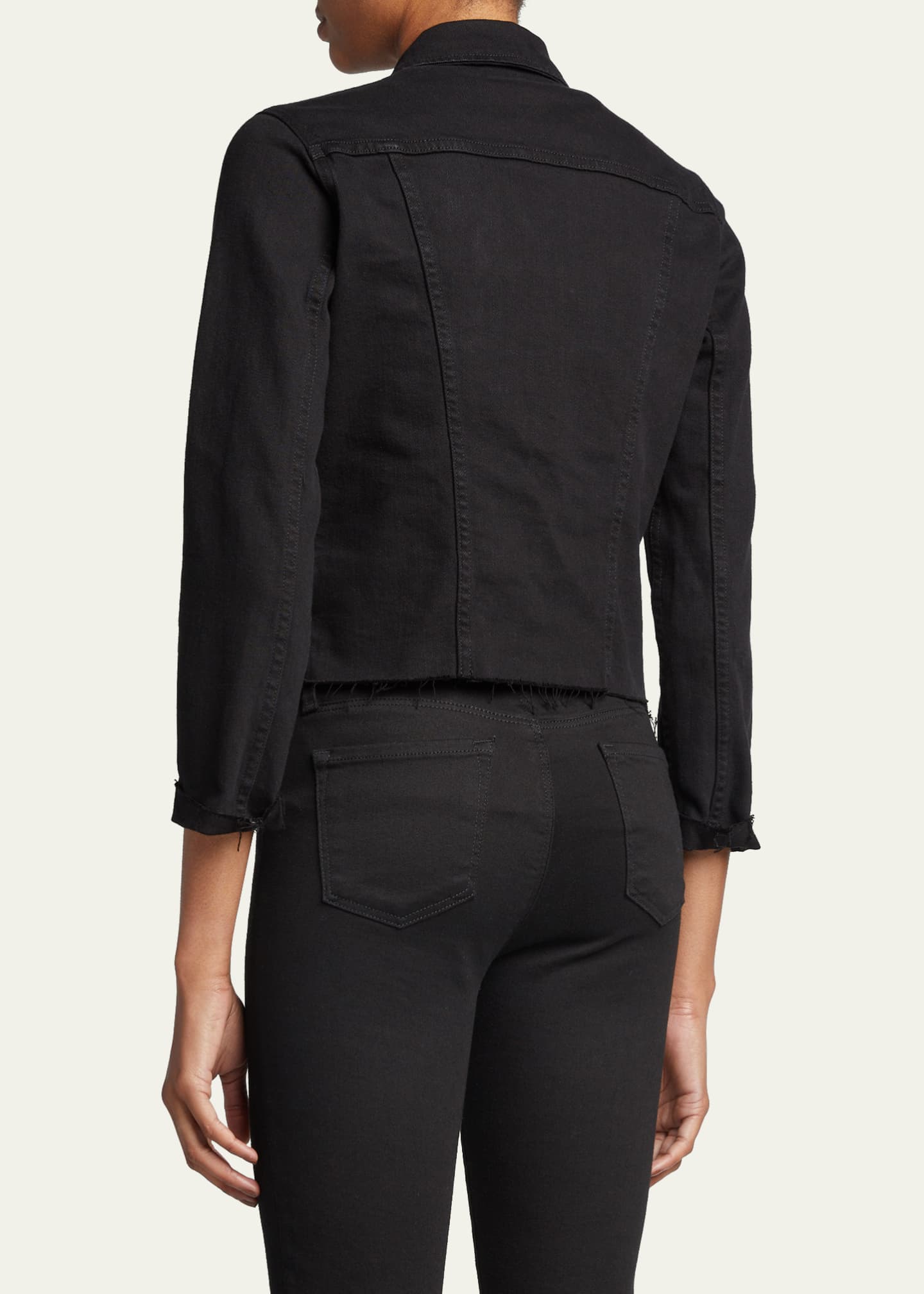 L'Agence Janelle Slim Raw-Edge Denim Jacket Image 3 of 5
