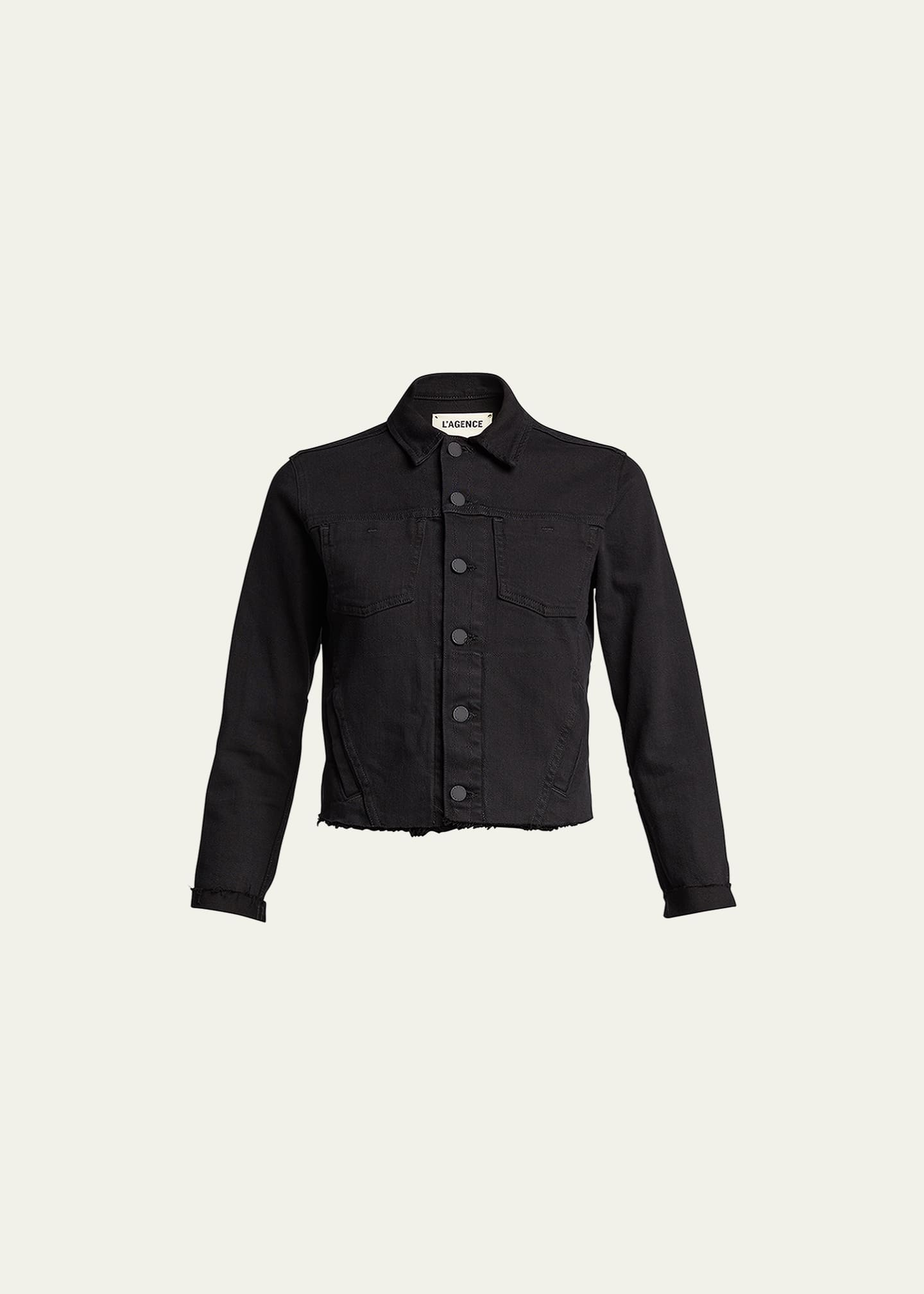 L'Agence Janelle Slim RawEdge Denim Jacket Bergdorf Goodman