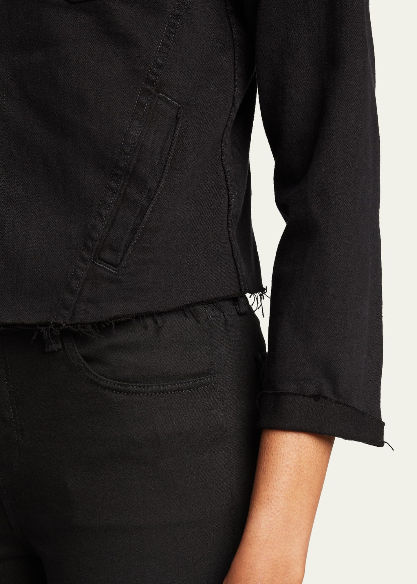L'Agence Janelle Slim Raw-Edge Denim Jacket Image 5 of 5