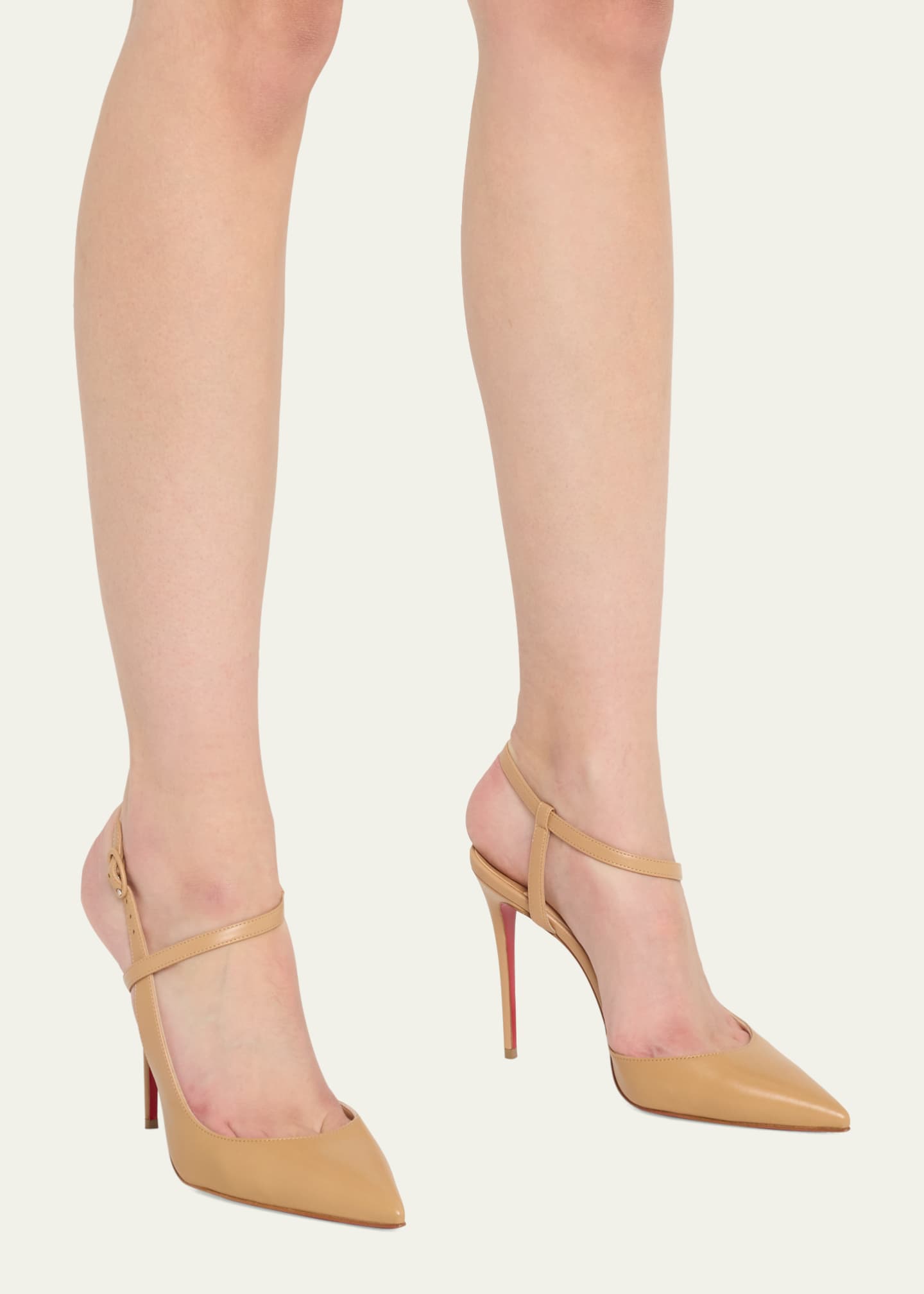 Christian Louboutin Jenlove Calfskin Red Sole Ankle Strap High Heel Pumps