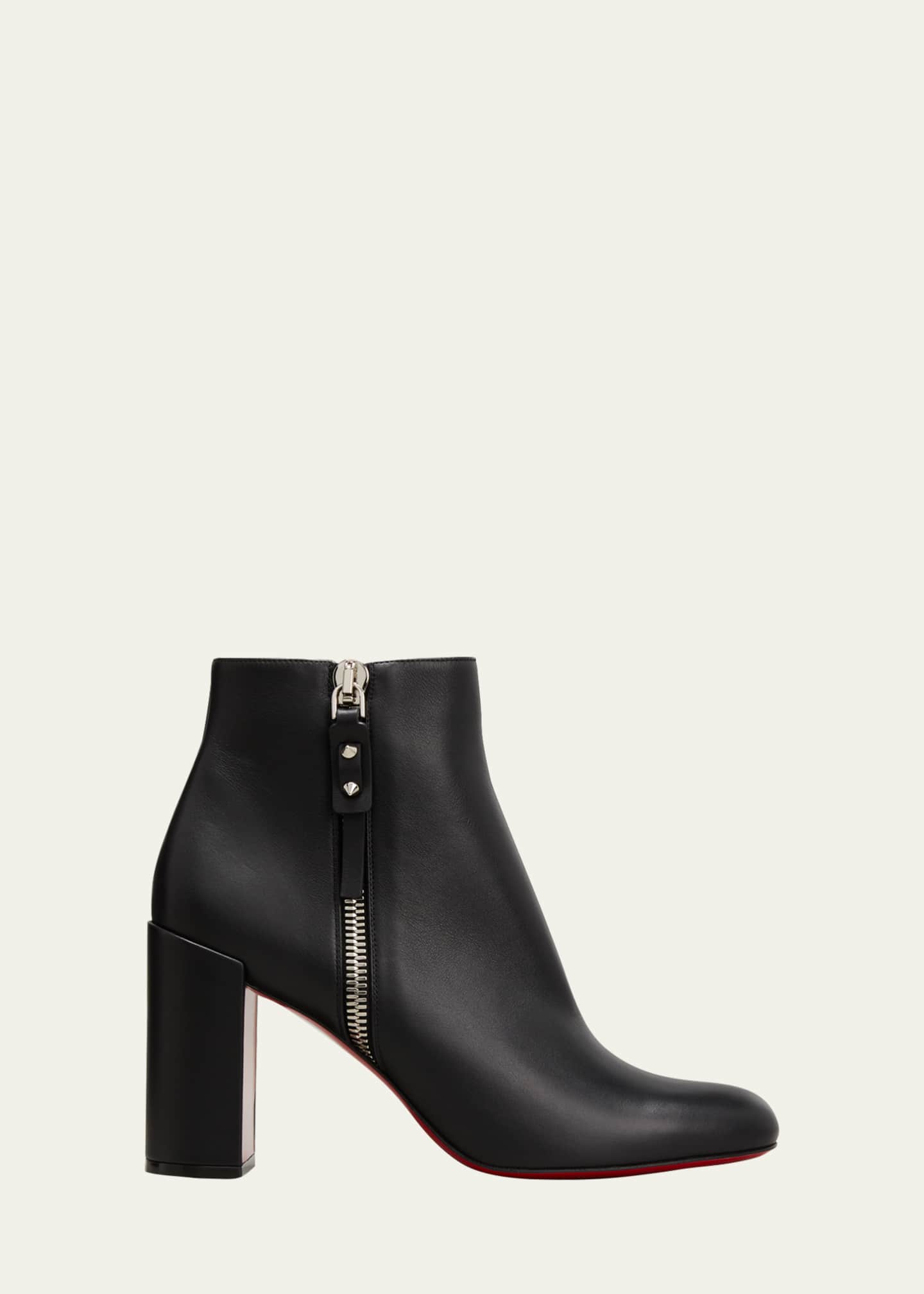 Christian Louboutin Ziptotal Calfskin Red Sole Booties Black