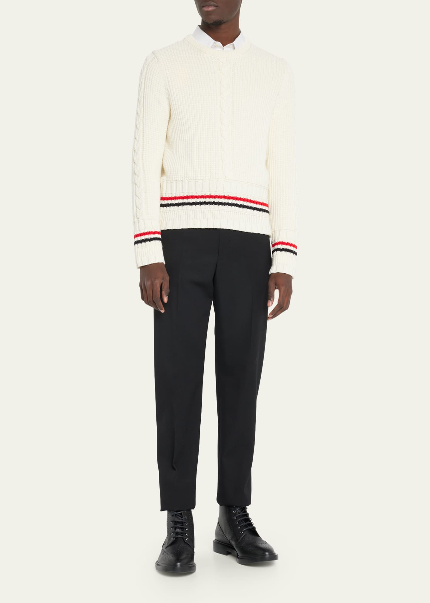 Thom Browne Men s Pebbled Leather Wingtip Ankle Boots Bergdorf Goodman