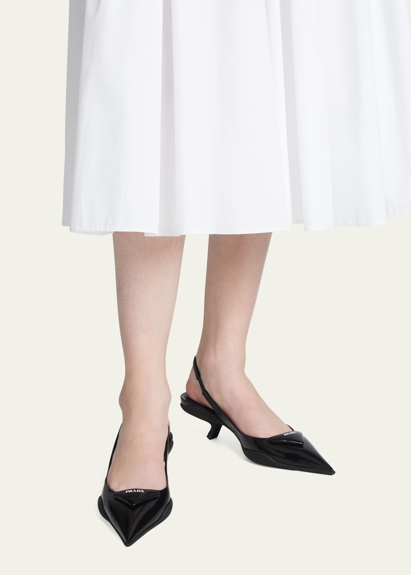 Prada Triangle Logo KittenHeel Slingback Pumps Bergdorf Goodman
