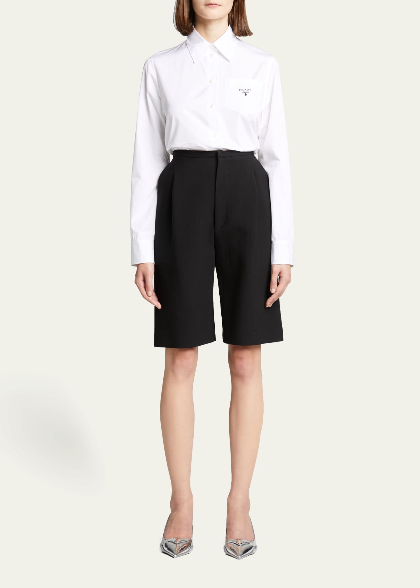 Prada Triangle Logo KittenHeel Slingback Pumps Bergdorf Goodman