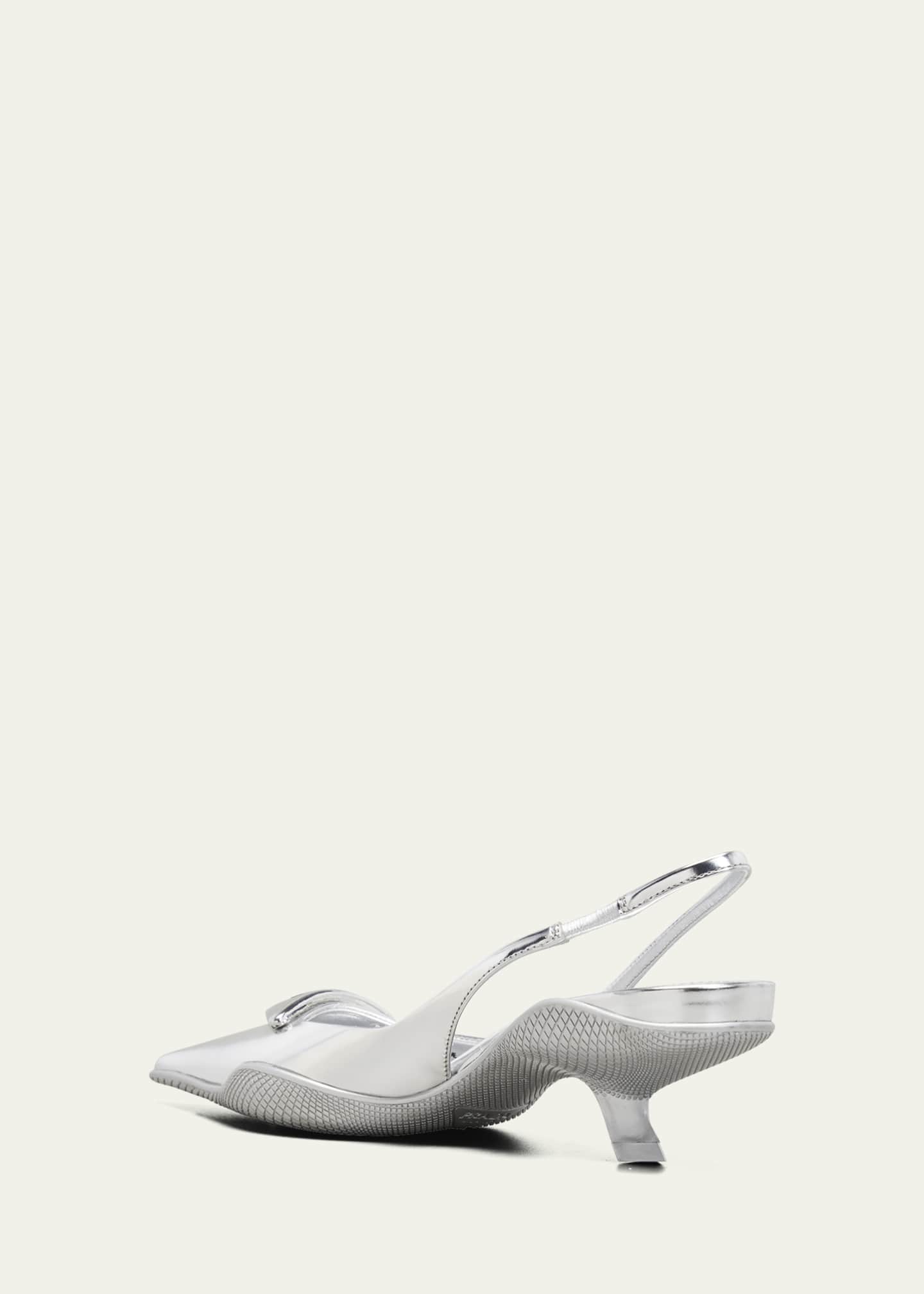 Prada Triangle Logo KittenHeel Slingback Pumps Bergdorf Goodman