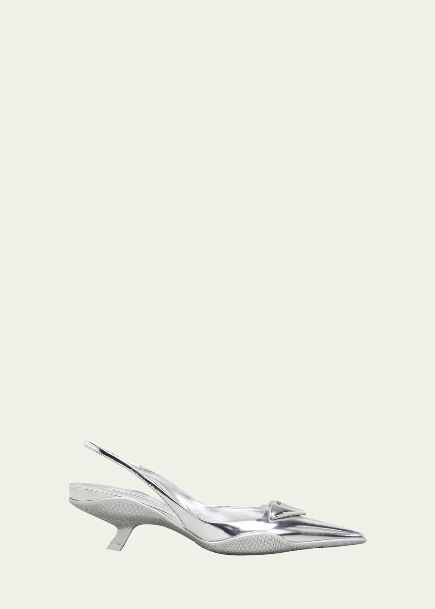 Silver slingbacks low heel