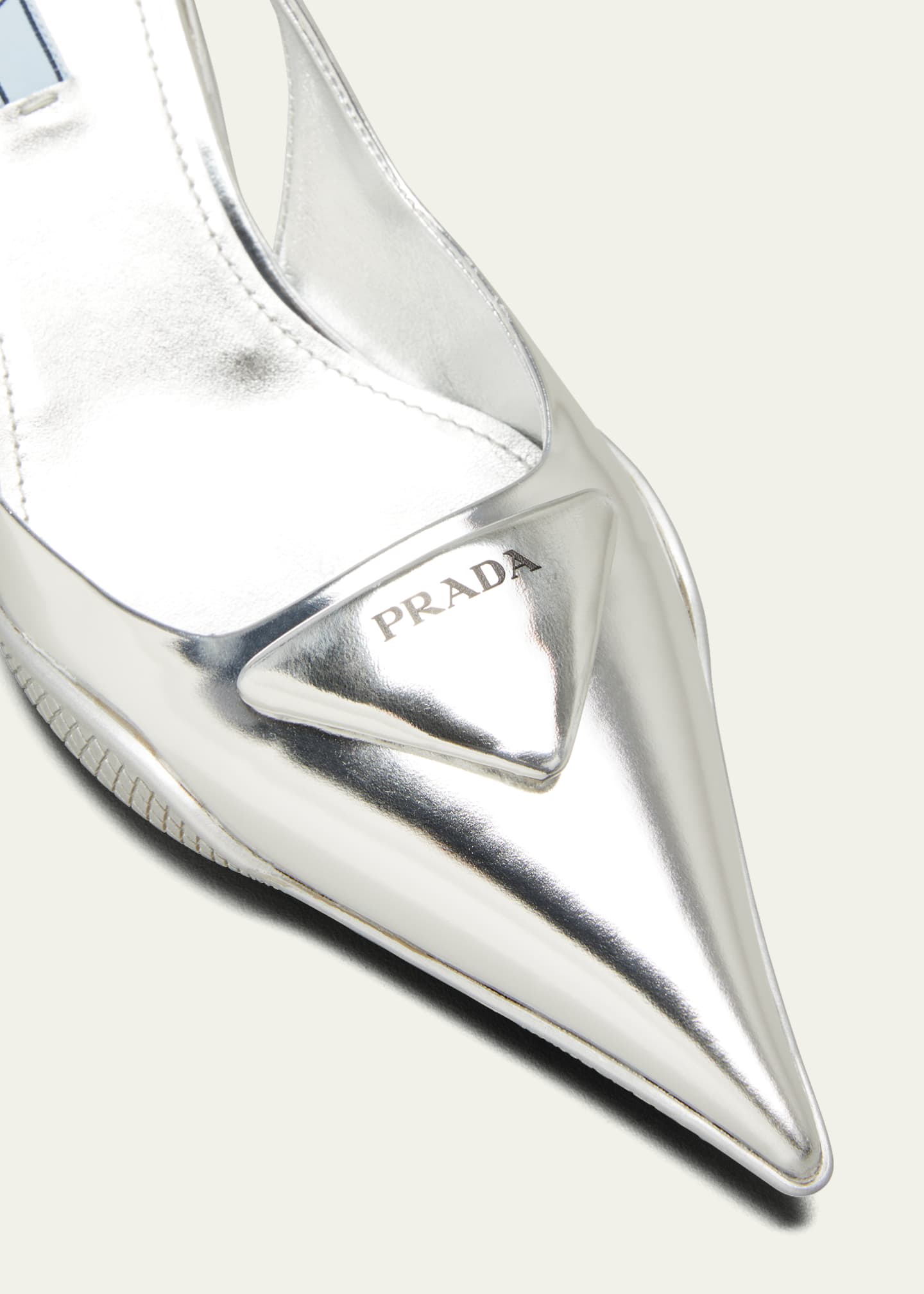 Prada Triangle Logo KittenHeel Slingback Pumps Bergdorf Goodman