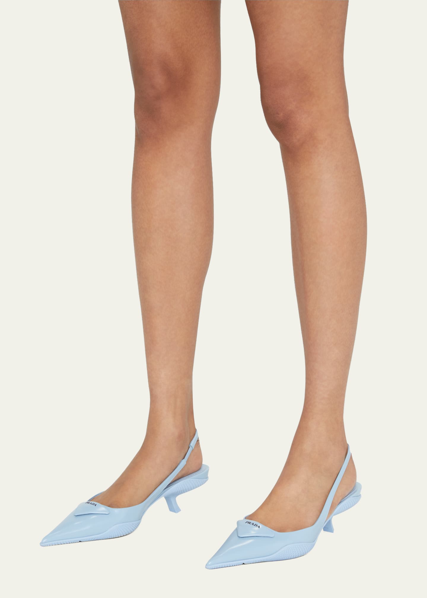 Prada Triangle Logo KittenHeel Slingback Pumps Bergdorf Goodman