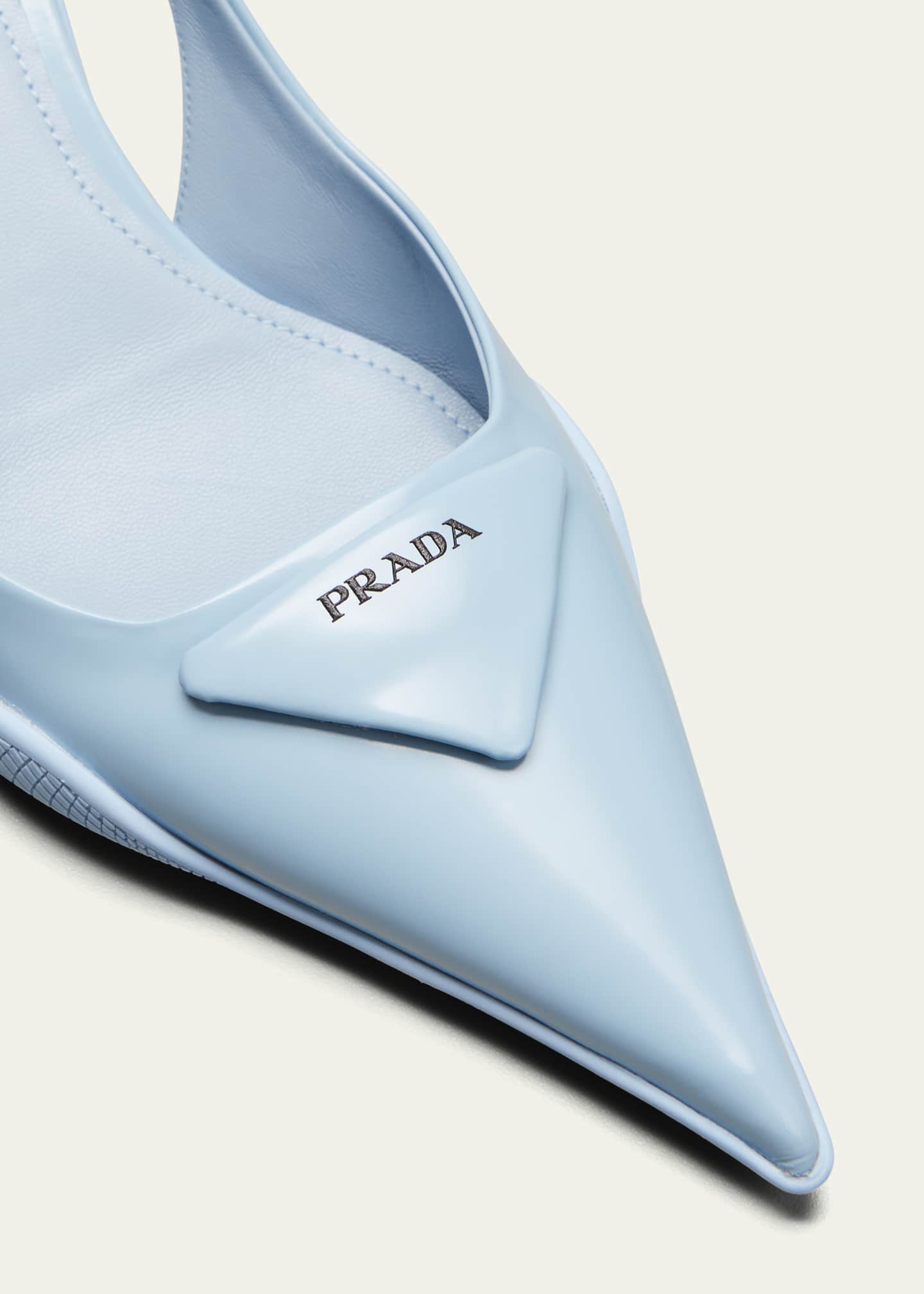 Prada Triangle Logo KittenHeel Slingback Pumps Bergdorf Goodman