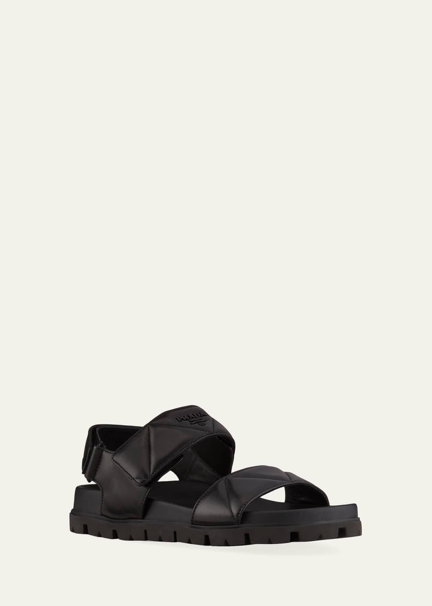Prada Padded Leather Sport Sandals - Bergdorf Goodman