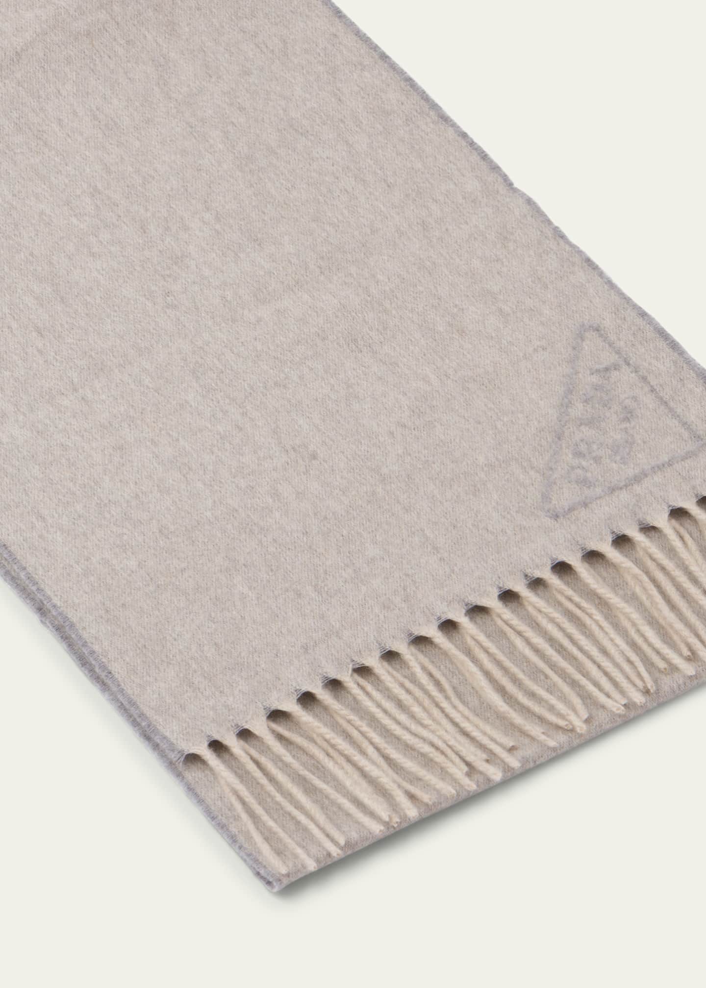 Prada Triangle Logo Cashmere Fringe Scarf Image 2 of 2
