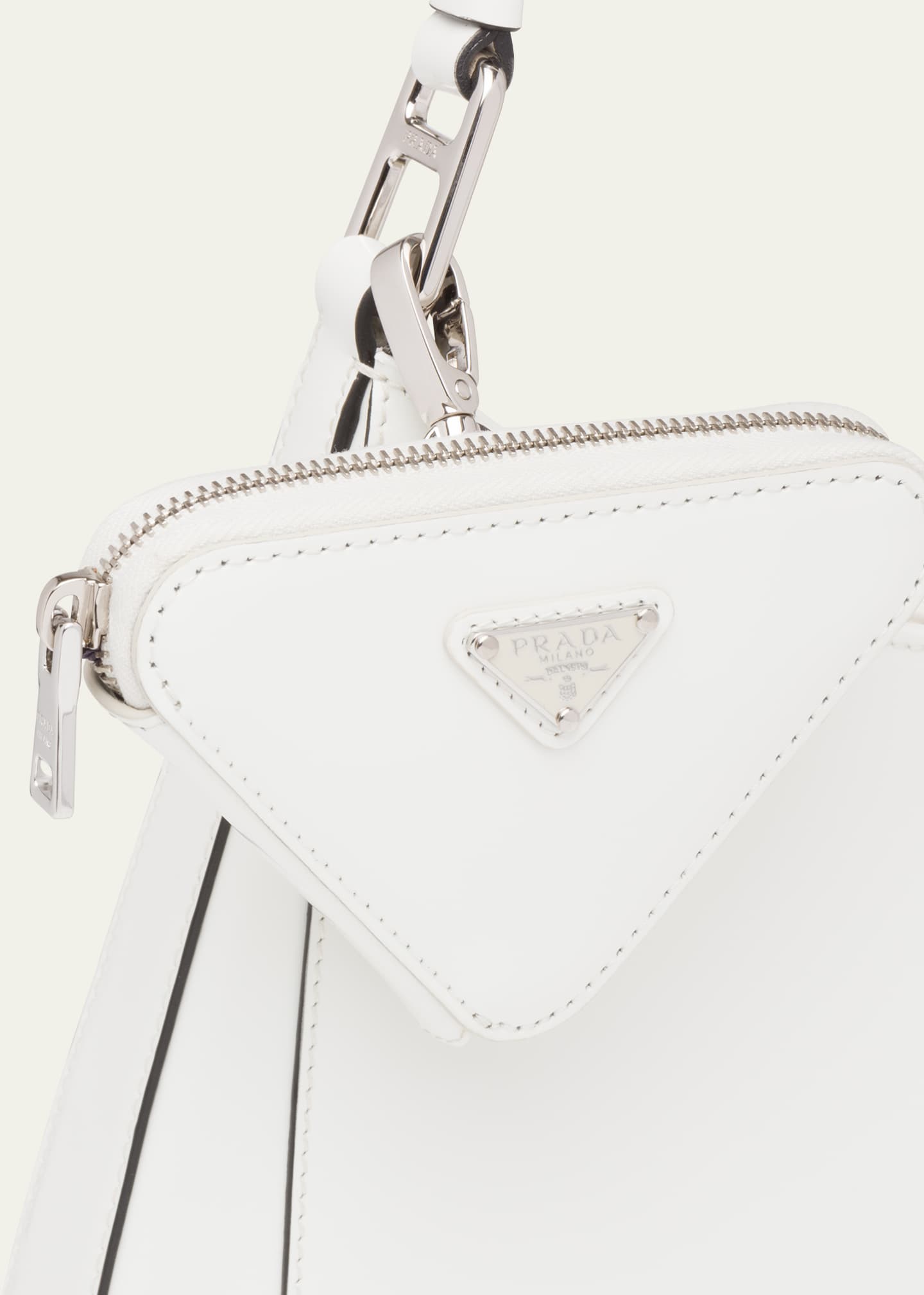 White Prada Triangle Leather Mini-bag