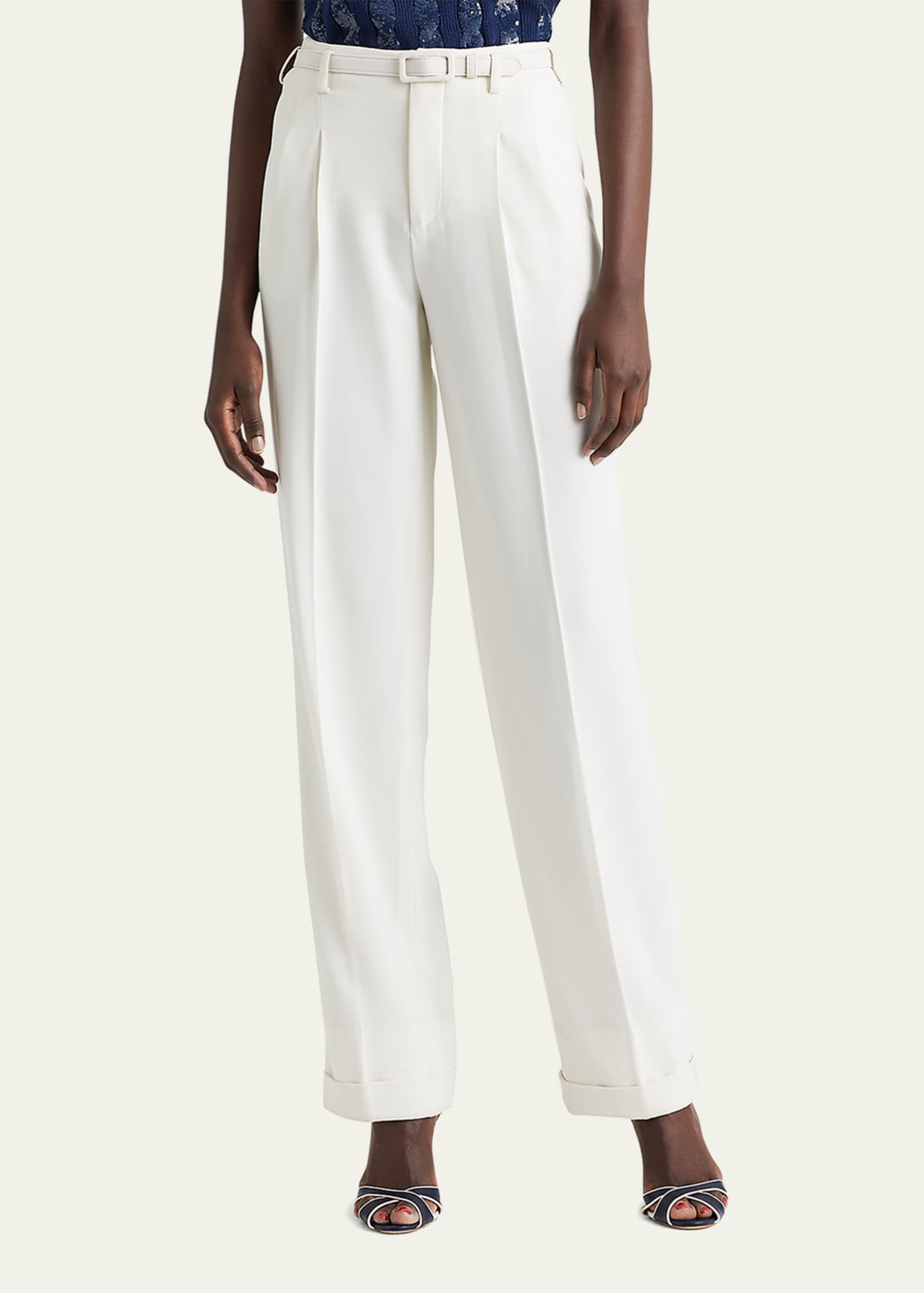 パンツ RALPH LAUREN Women Straight Pants 211943009 001 WHITE Women's Straight Fit Trousers | Ralph Lauren® UK