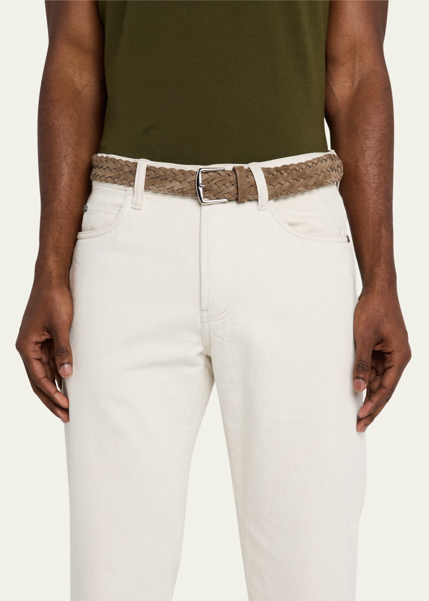 Loro Piana Men's Alsavel Braided Suede Belt Image 2 of 2