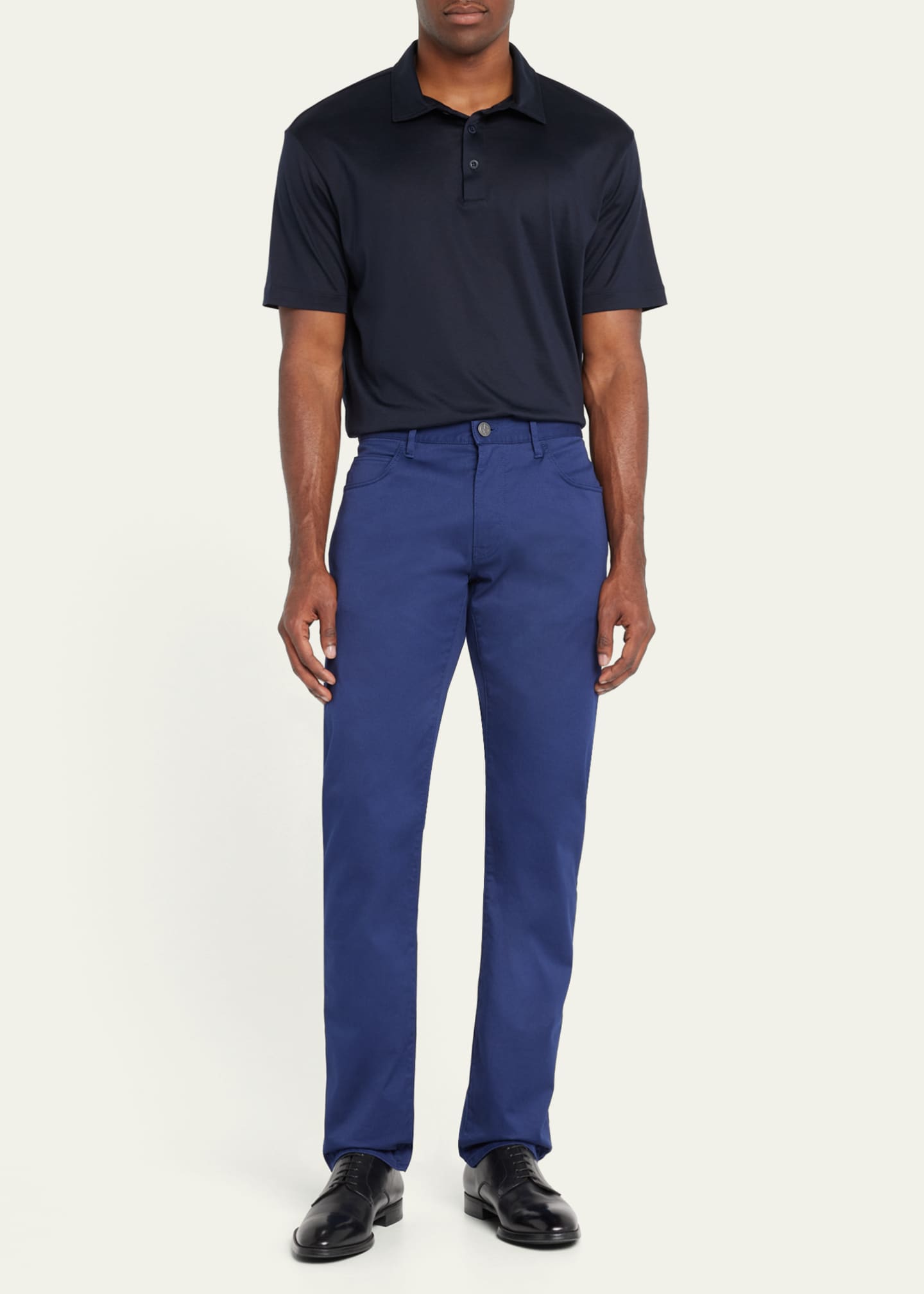Giorgio Armani Men's Solid Cotton/Silk Jersey Polo Shirt Image 2 of 5