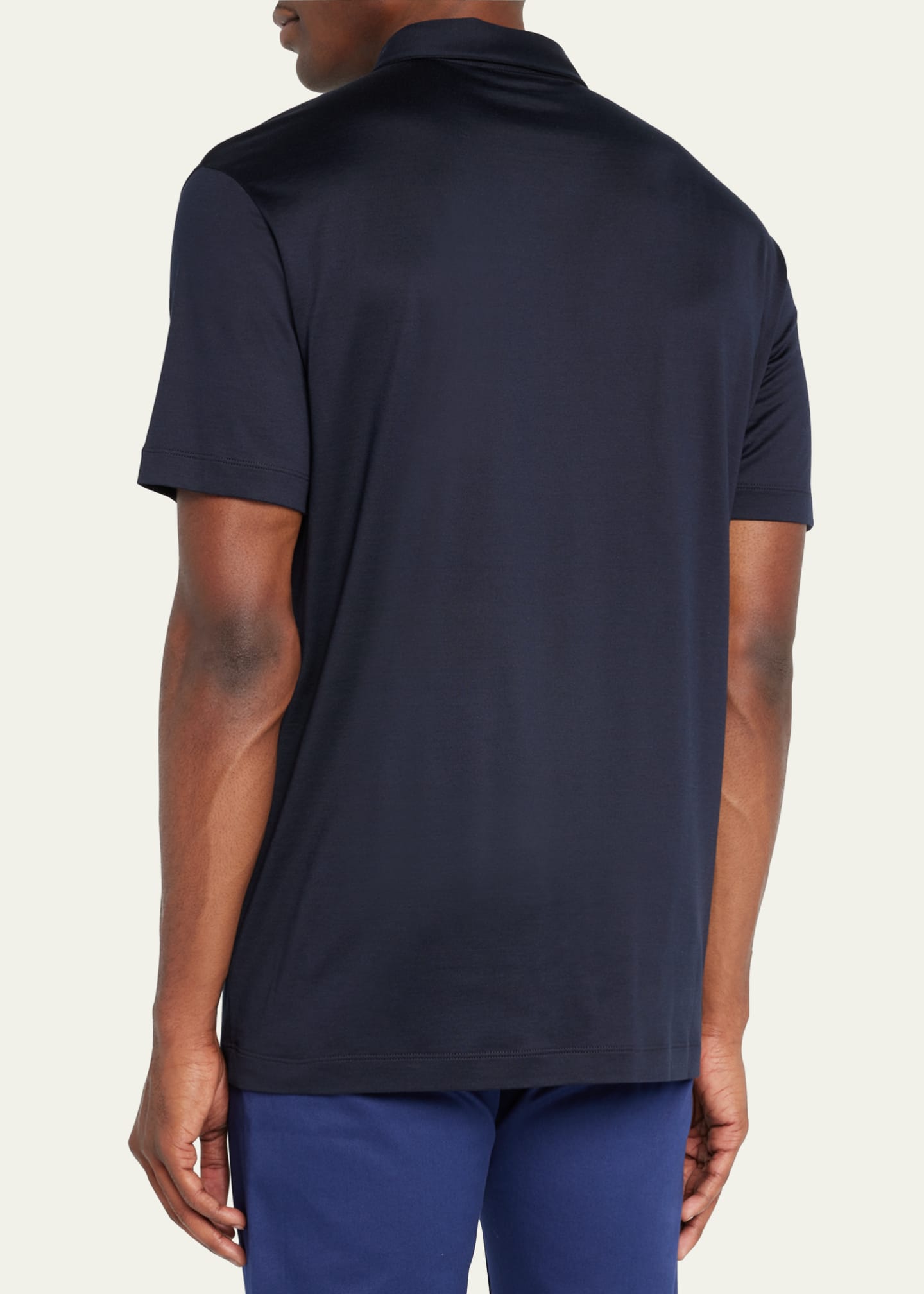 Giorgio Armani Men s Solid Cotton Silk Jersey Polo Shirt
