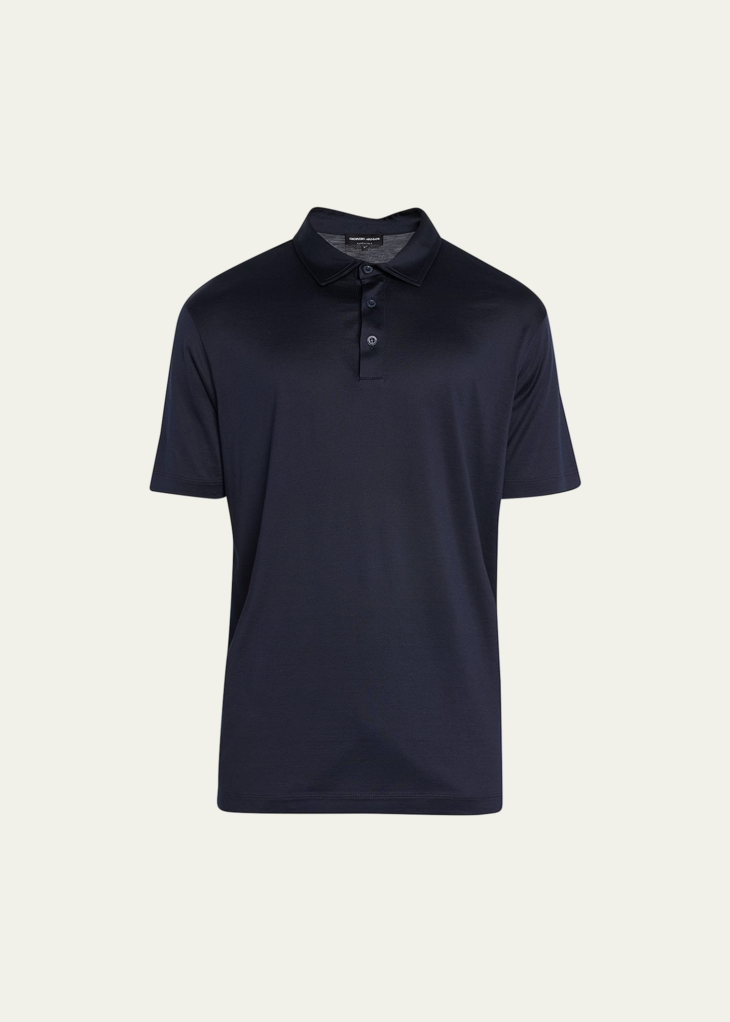 Giorgio Armani Men's Solid Cotton/Silk Jersey Polo Shirt