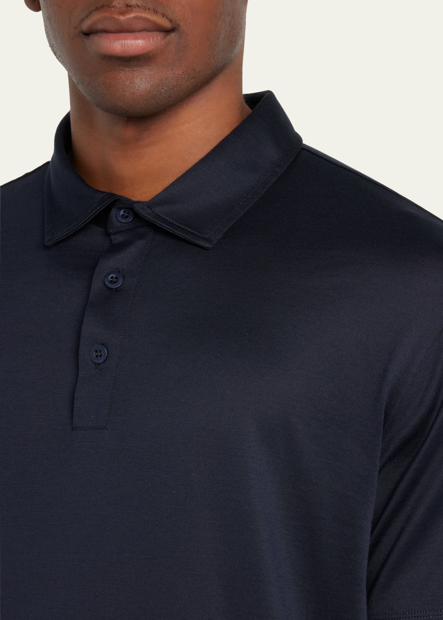 Giorgio Armani Men's Solid Cotton/Silk Jersey Polo Shirt Image 5 of 5