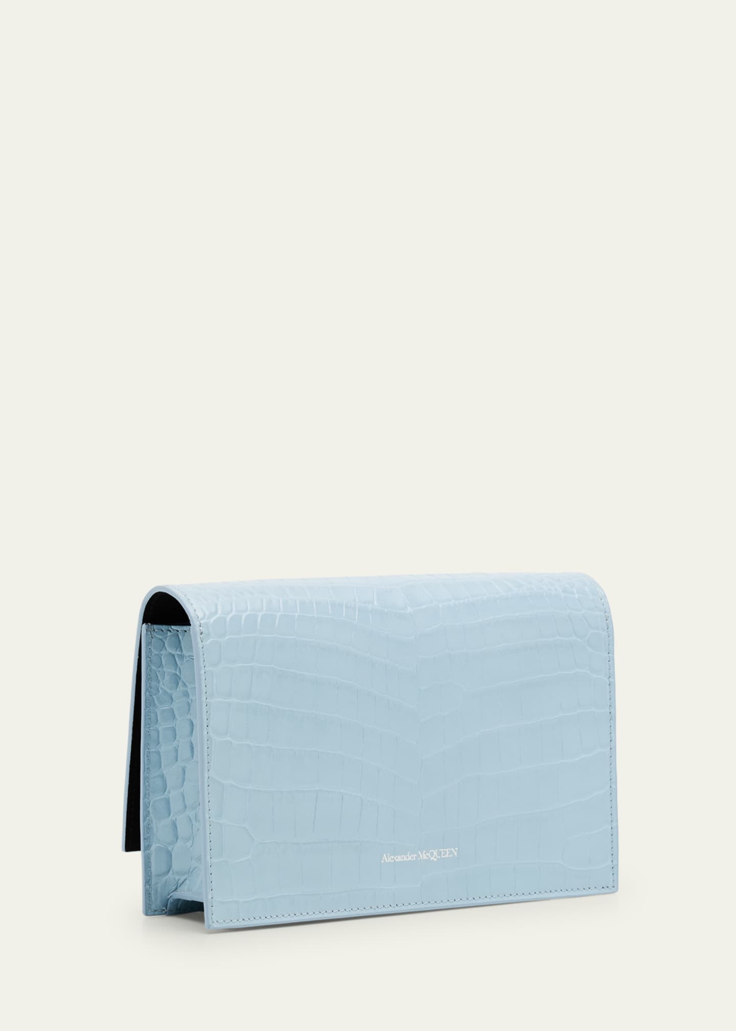 McQueen Mini Skull Croc-Embossed Crossbody Bag Image 3 of 6