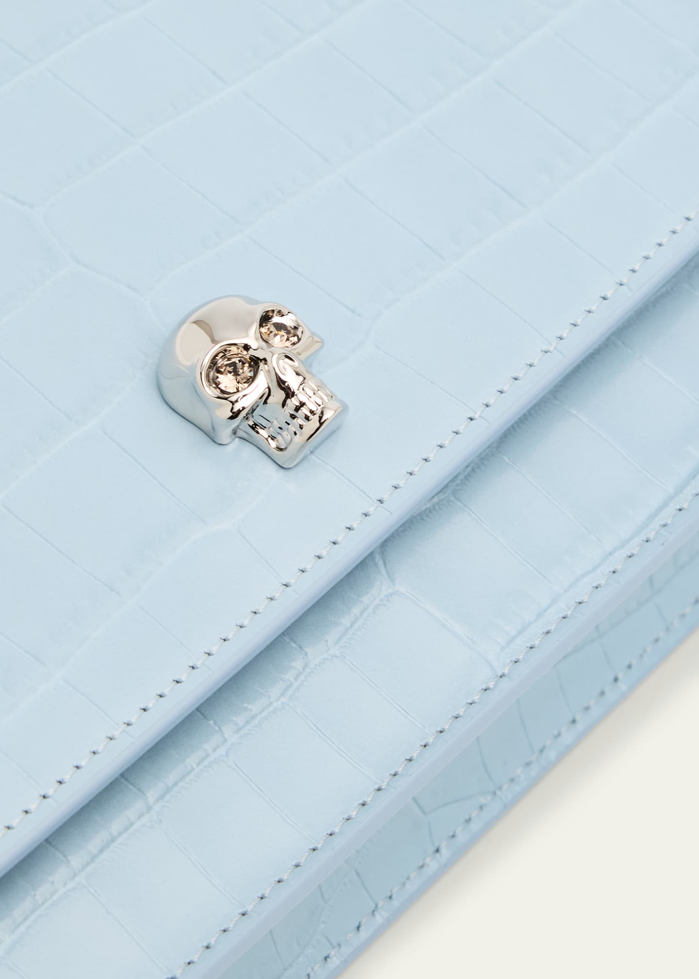 McQueen Mini Skull Croc-Embossed Crossbody Bag Image 6 of 6