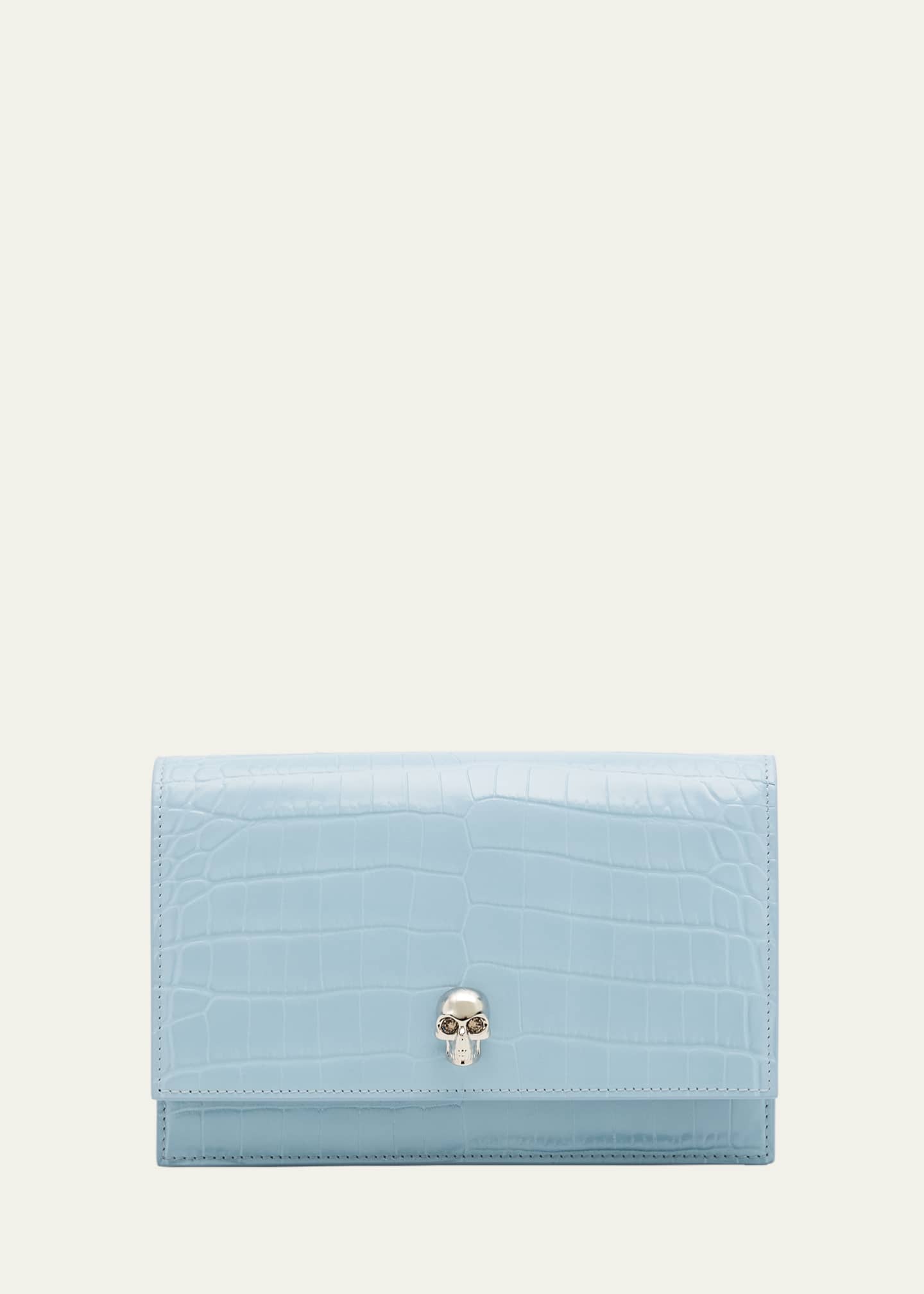 McQueen Mini Skull Croc-Embossed Crossbody Bag Image 1 of 6